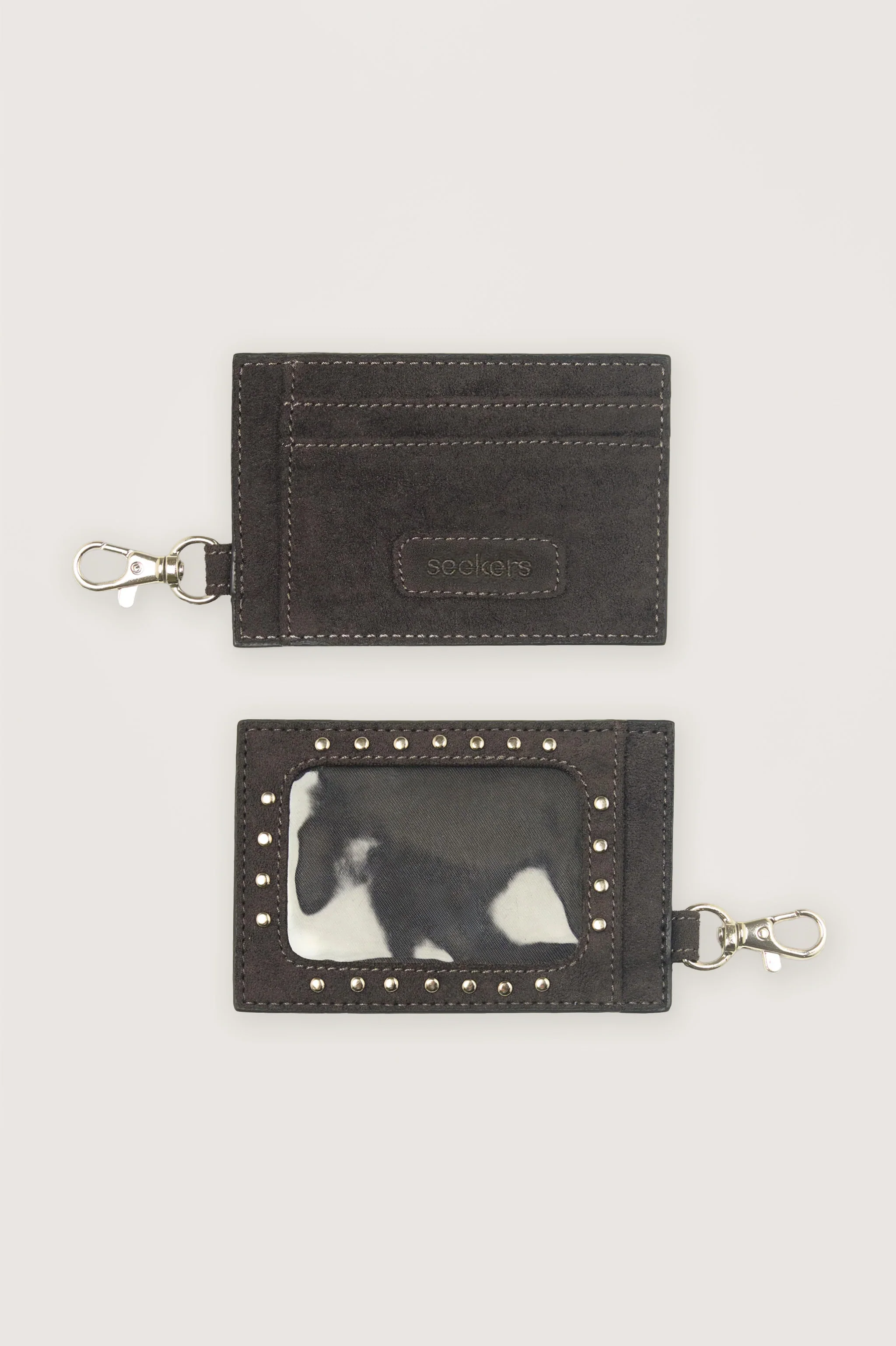 Martha Faux Suede Cardholder in Dark Grey