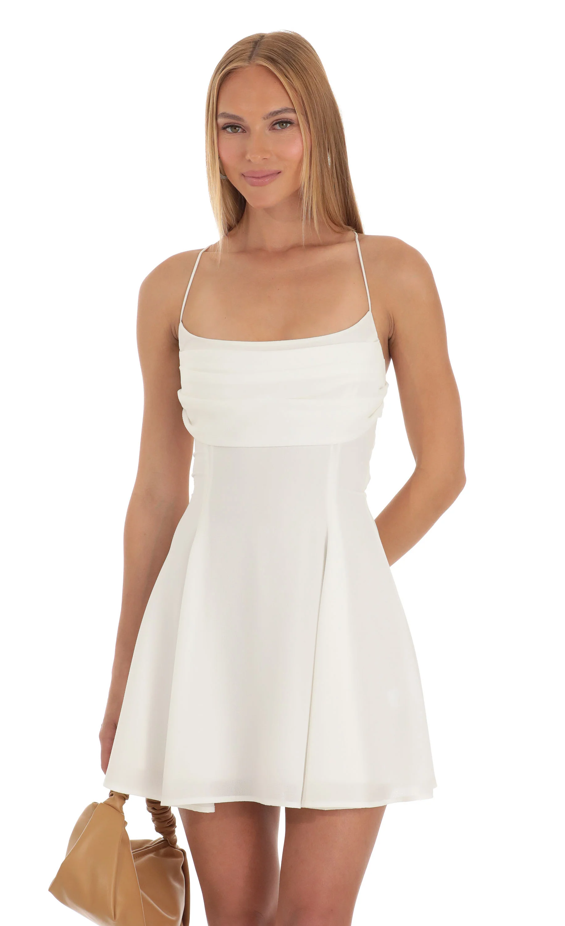 Draped A-Line Dress in White