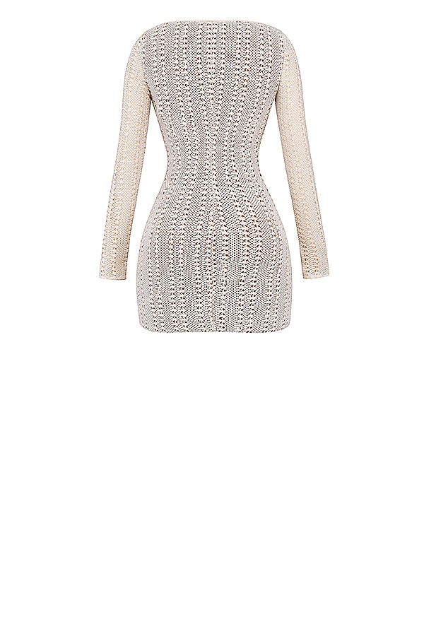 Natural Knit Lace Up Dress