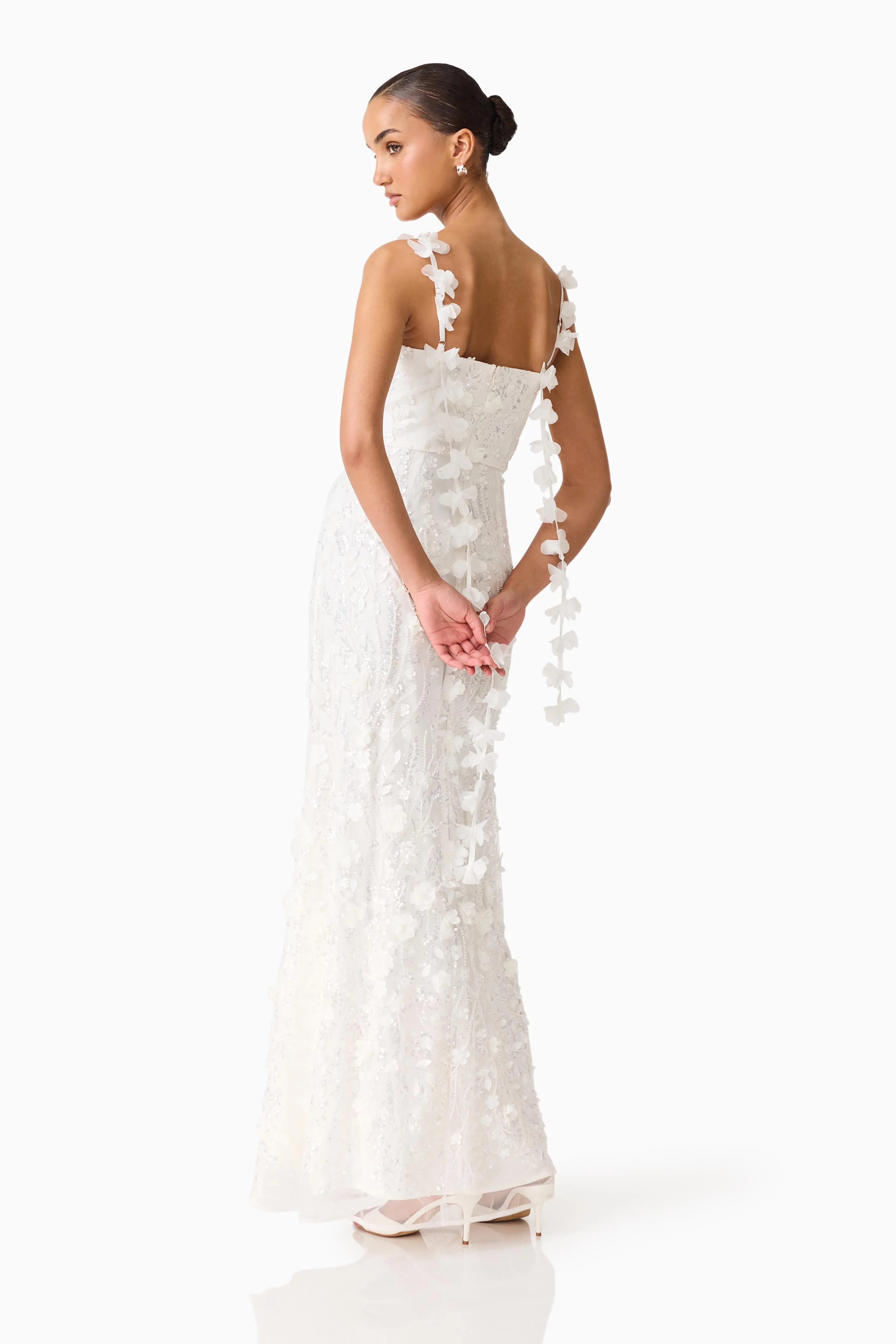 Rina Beaded Gown in White