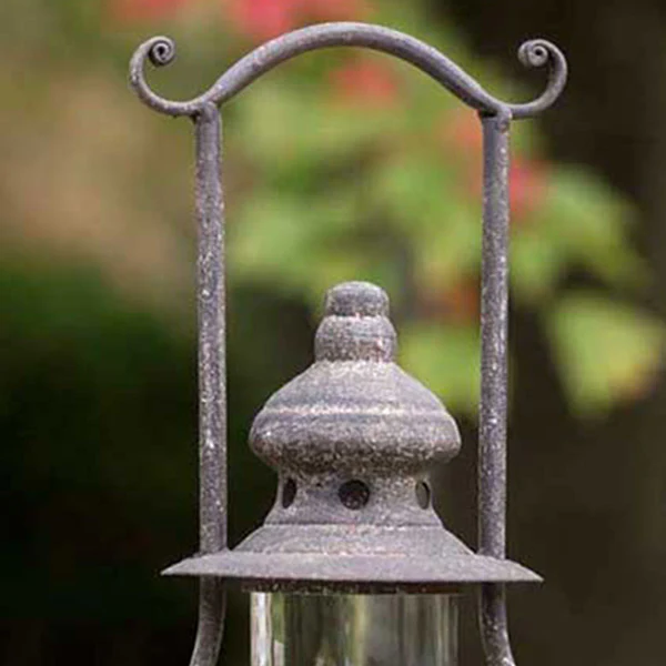 Distressed Finish Steeple Candle Lantern