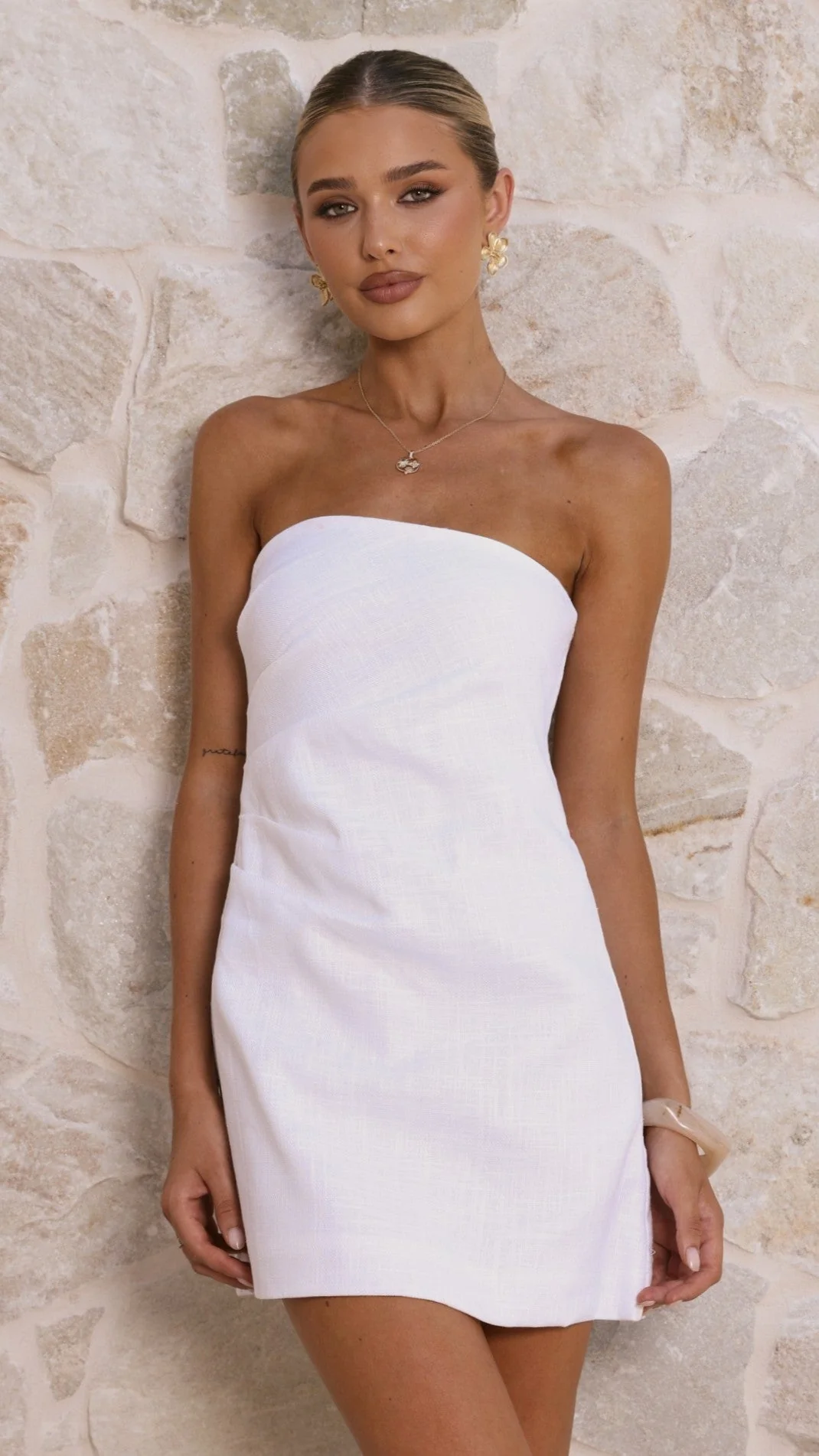 Dana Strapless Mini Dress - White