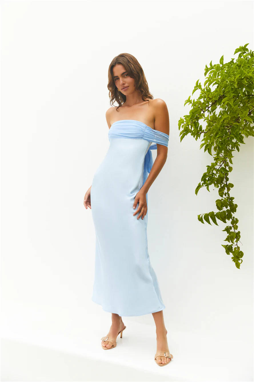 Cleo Cove Strapless Maxi Dress Blue - luluinthesky