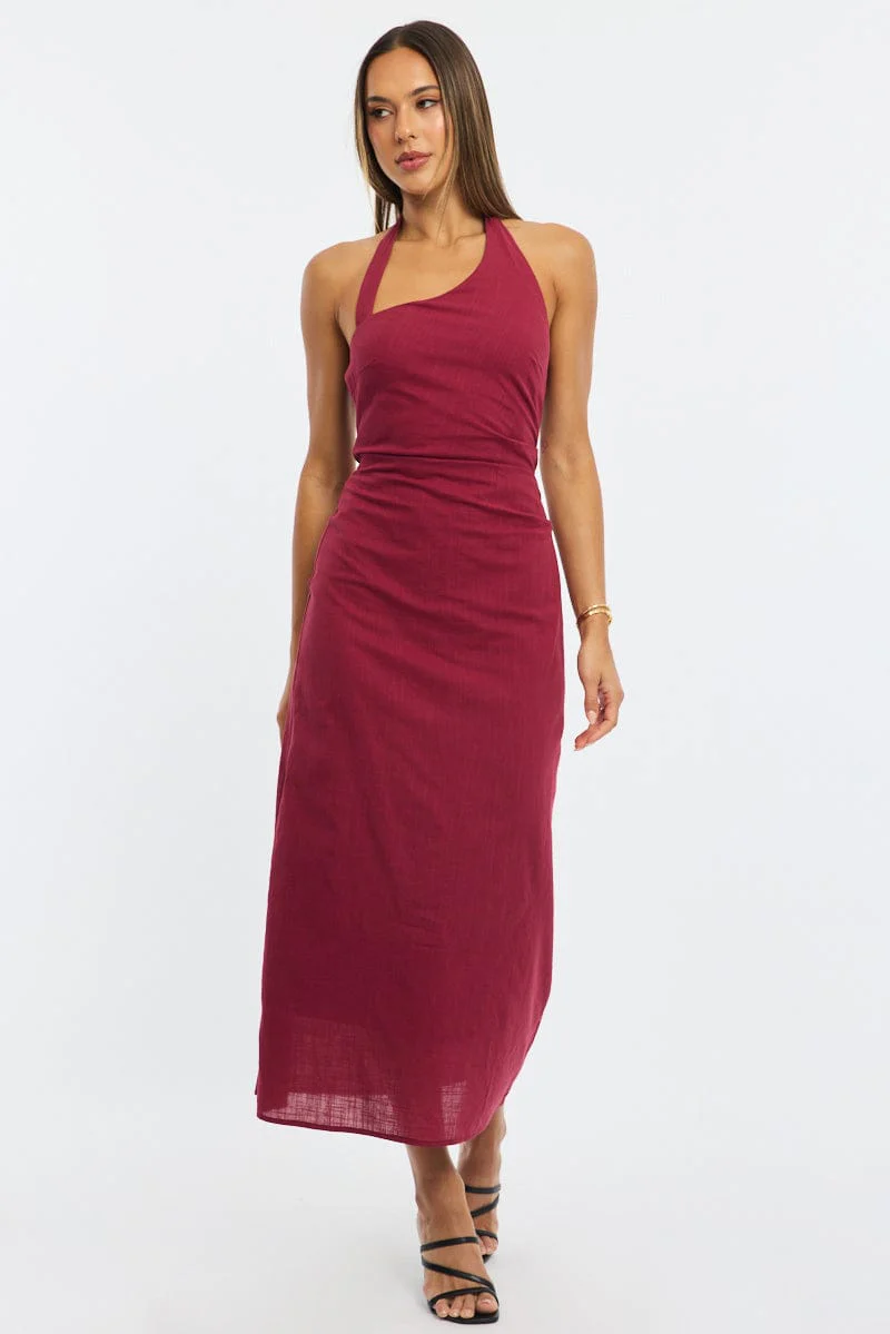 Red Halter Maxi Dress