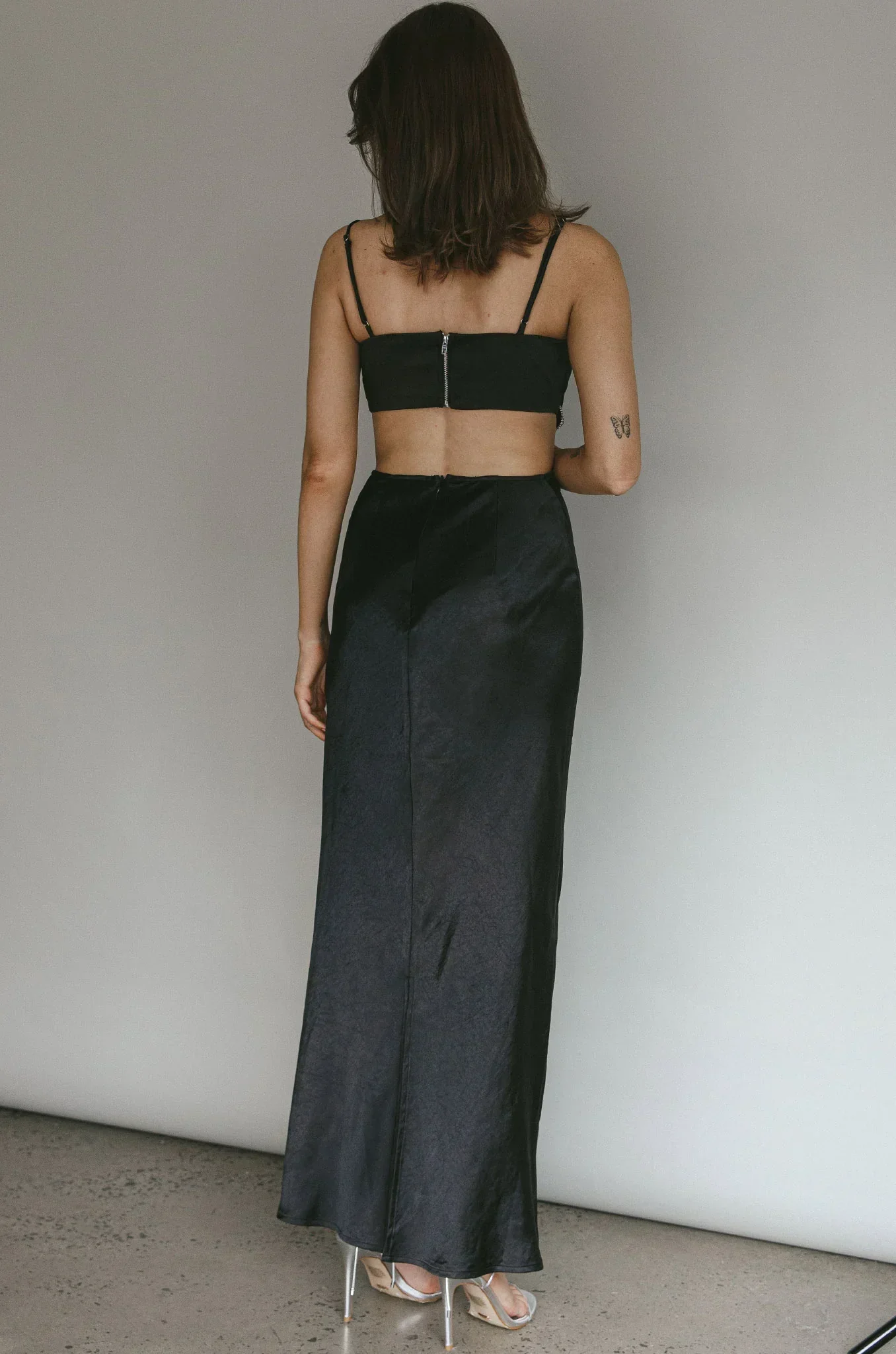 Aurelia Diamante Bow Maxi Dress Black