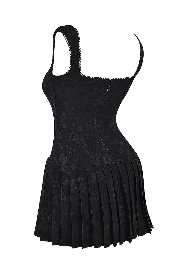 Black Pleated Mini Dress