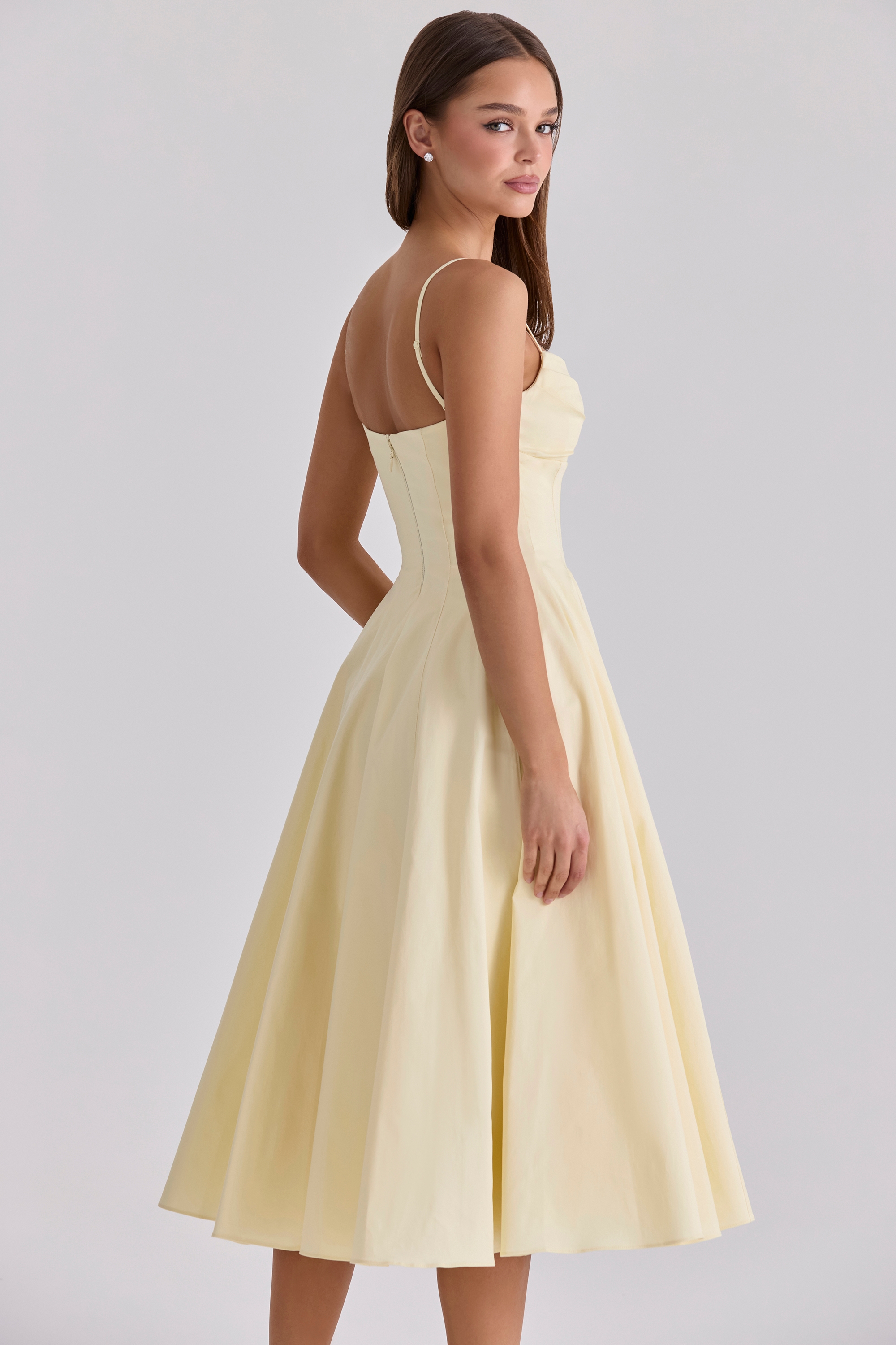 Lemon Cotton Princess Cut  Midi Sundress