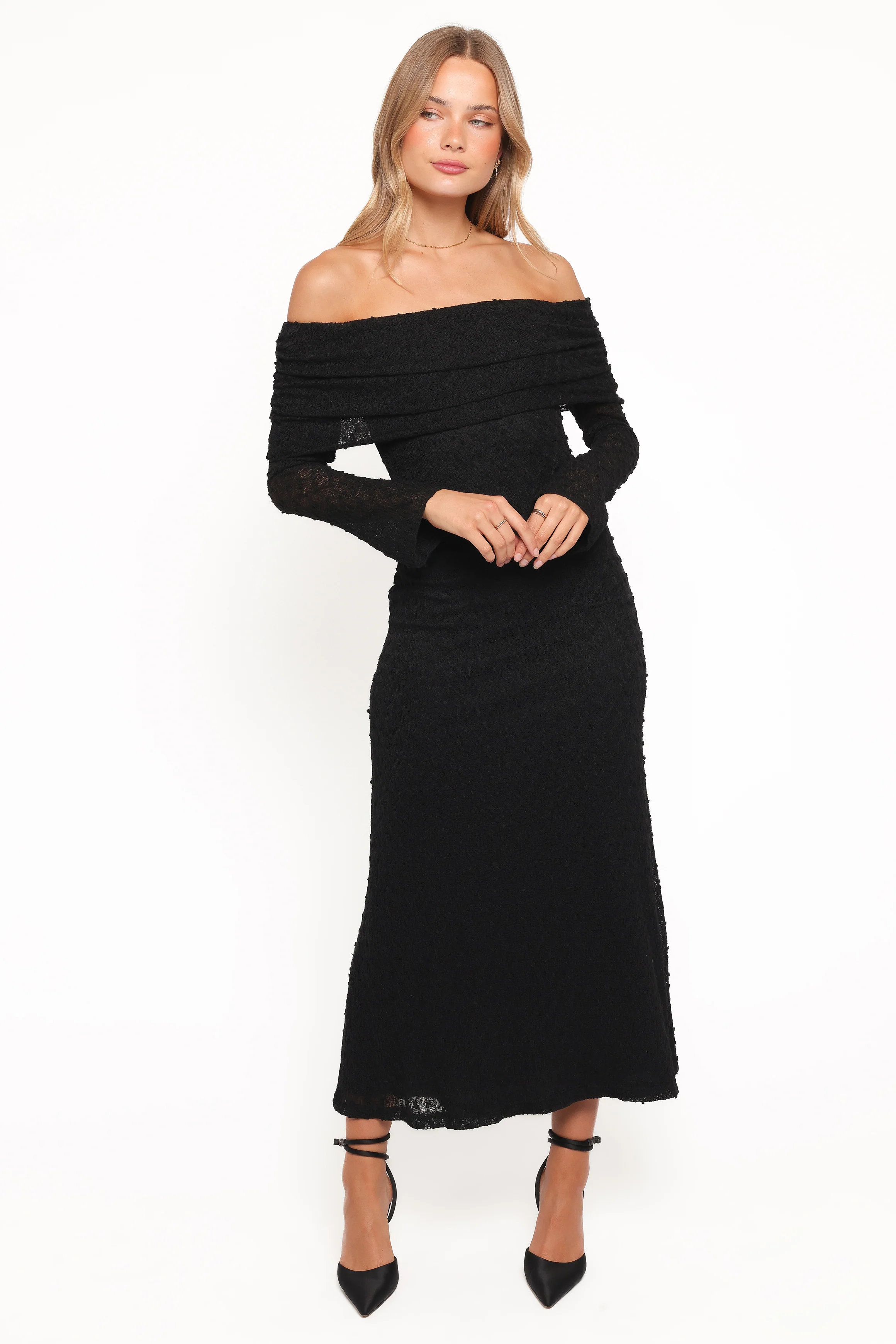 Wilma Off Shoulder Dress - Black