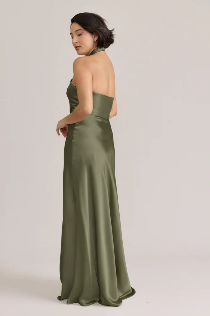 Ellapink Satin Dress | Ready To Ship | Moss