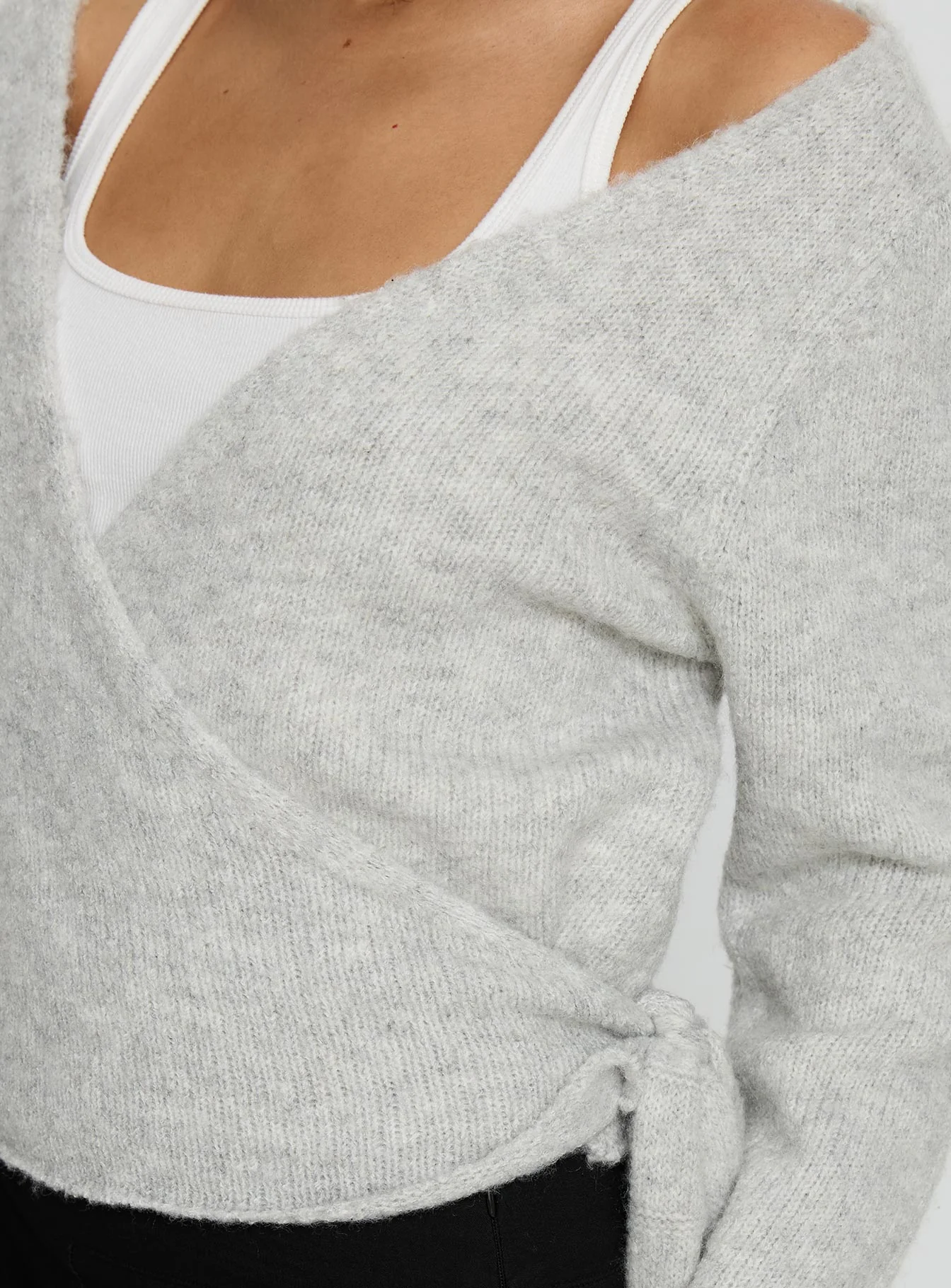 Tonee Wrap Knit Cardigan Grey