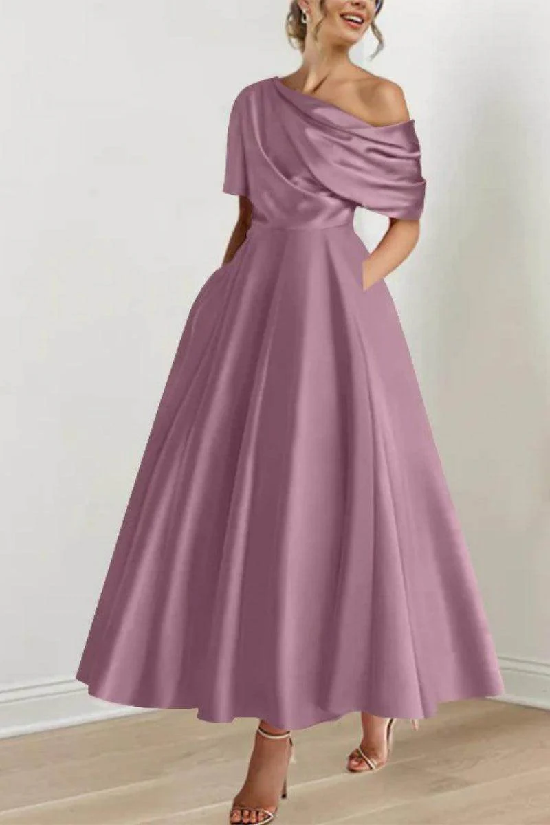 A Line One shoulder Half Sleeve Ankle Length Mother Dresses CM0366