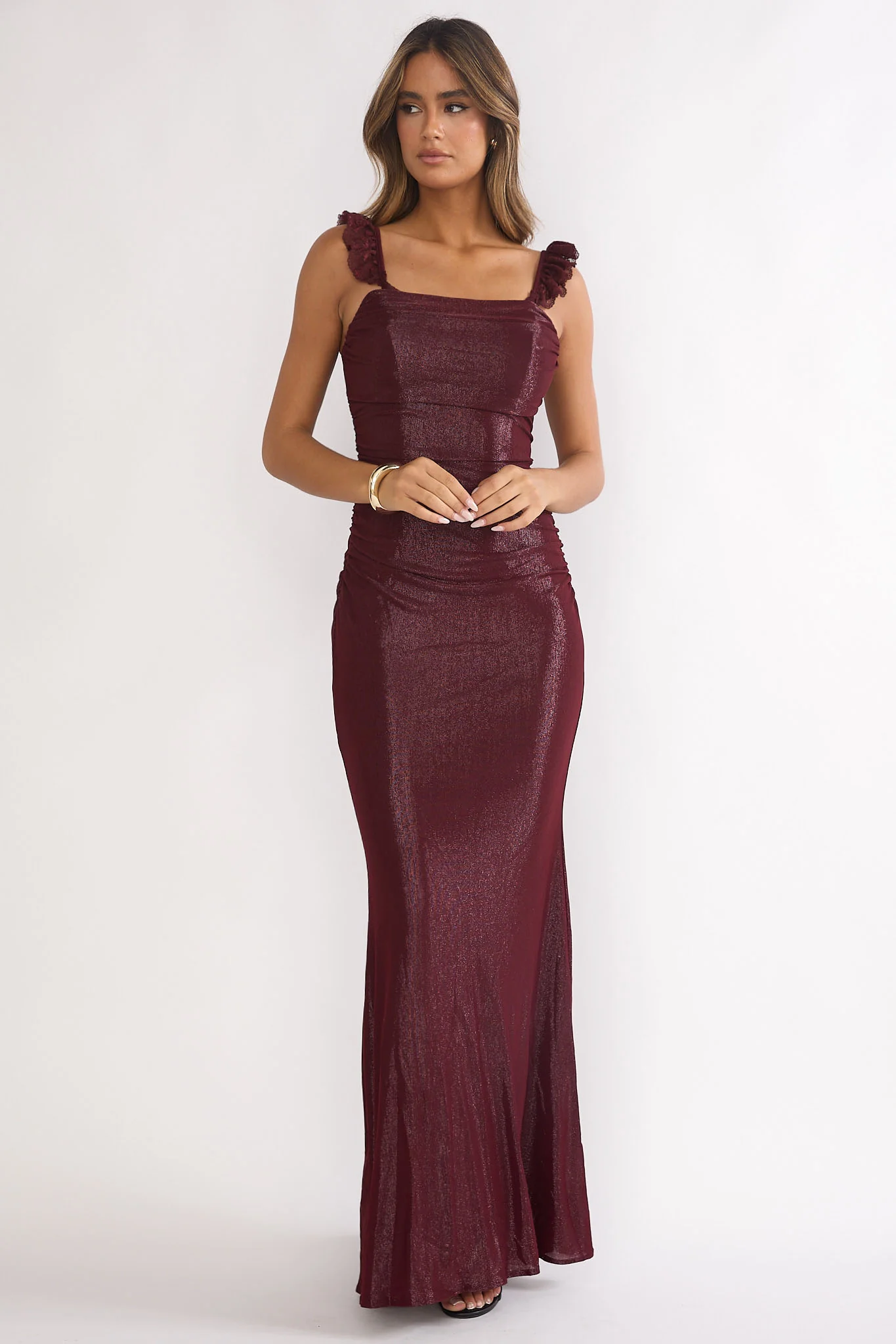 Valara Lace-Up Back Maxi Dress Wine - luluinthesky