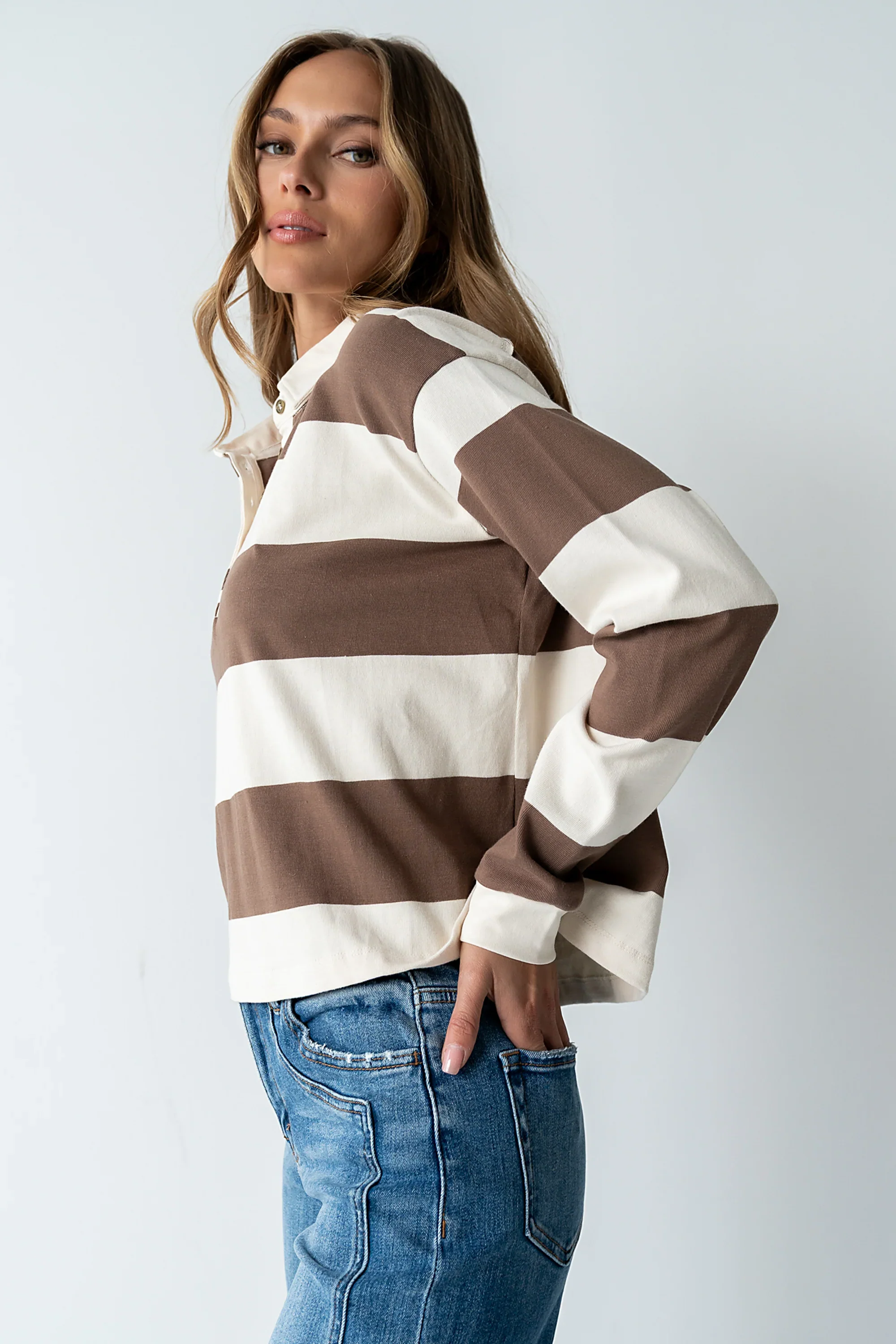 Kaysen Striped Top in Taupe