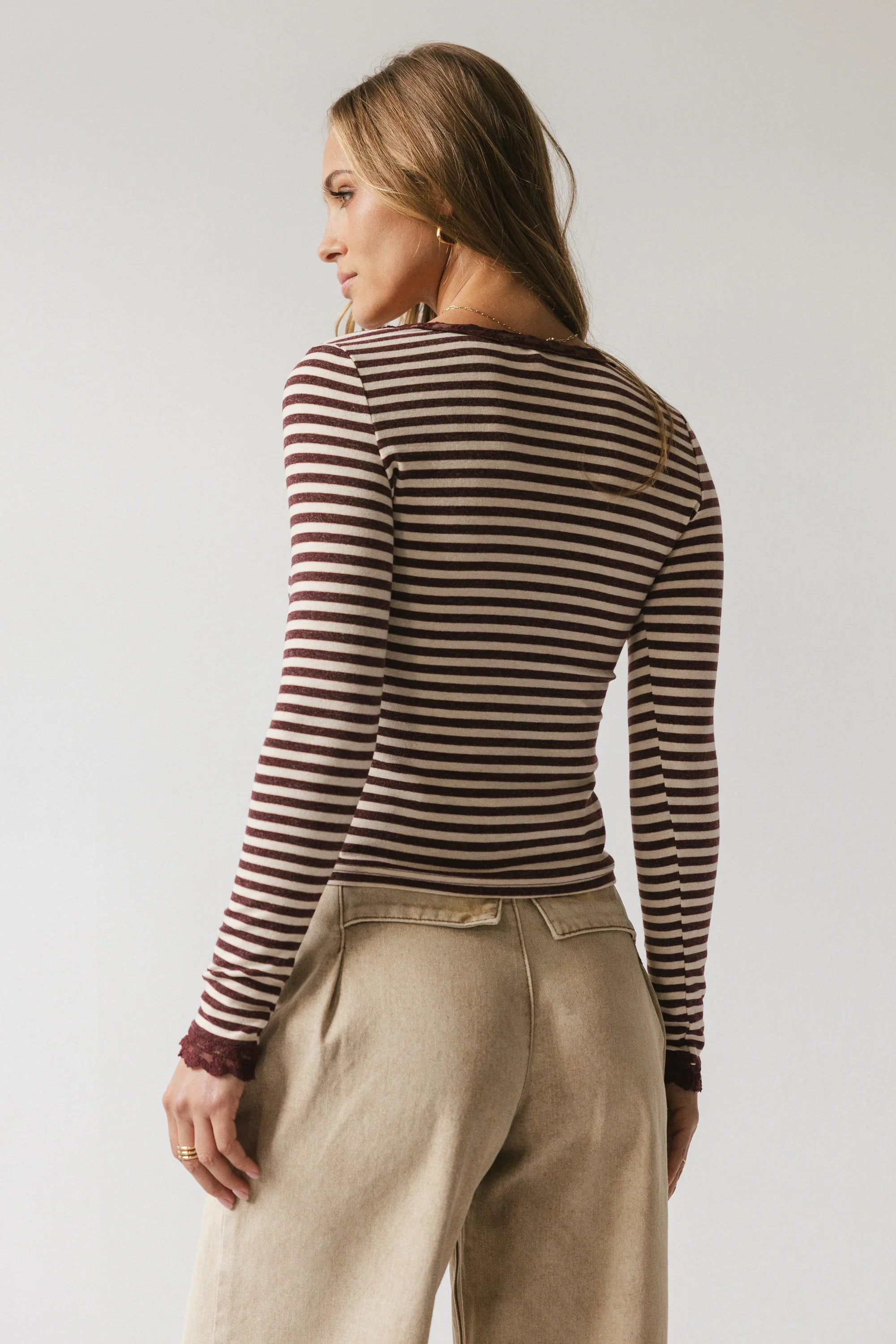 Kiya Striped Top in Burgundy