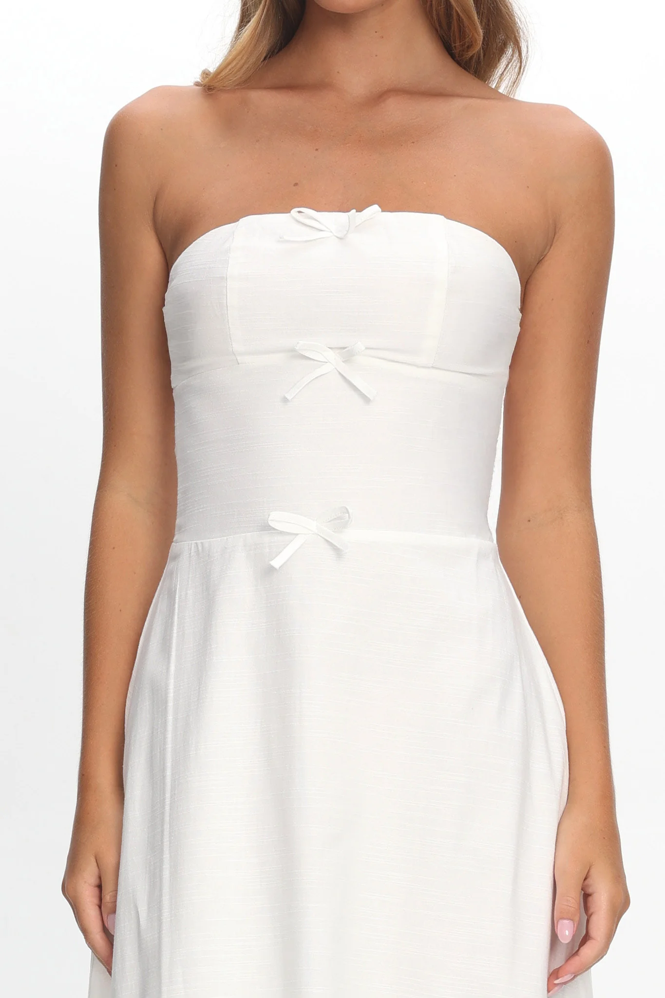 Celandra Bow Bodice Maxi Dress White - luluinthesky