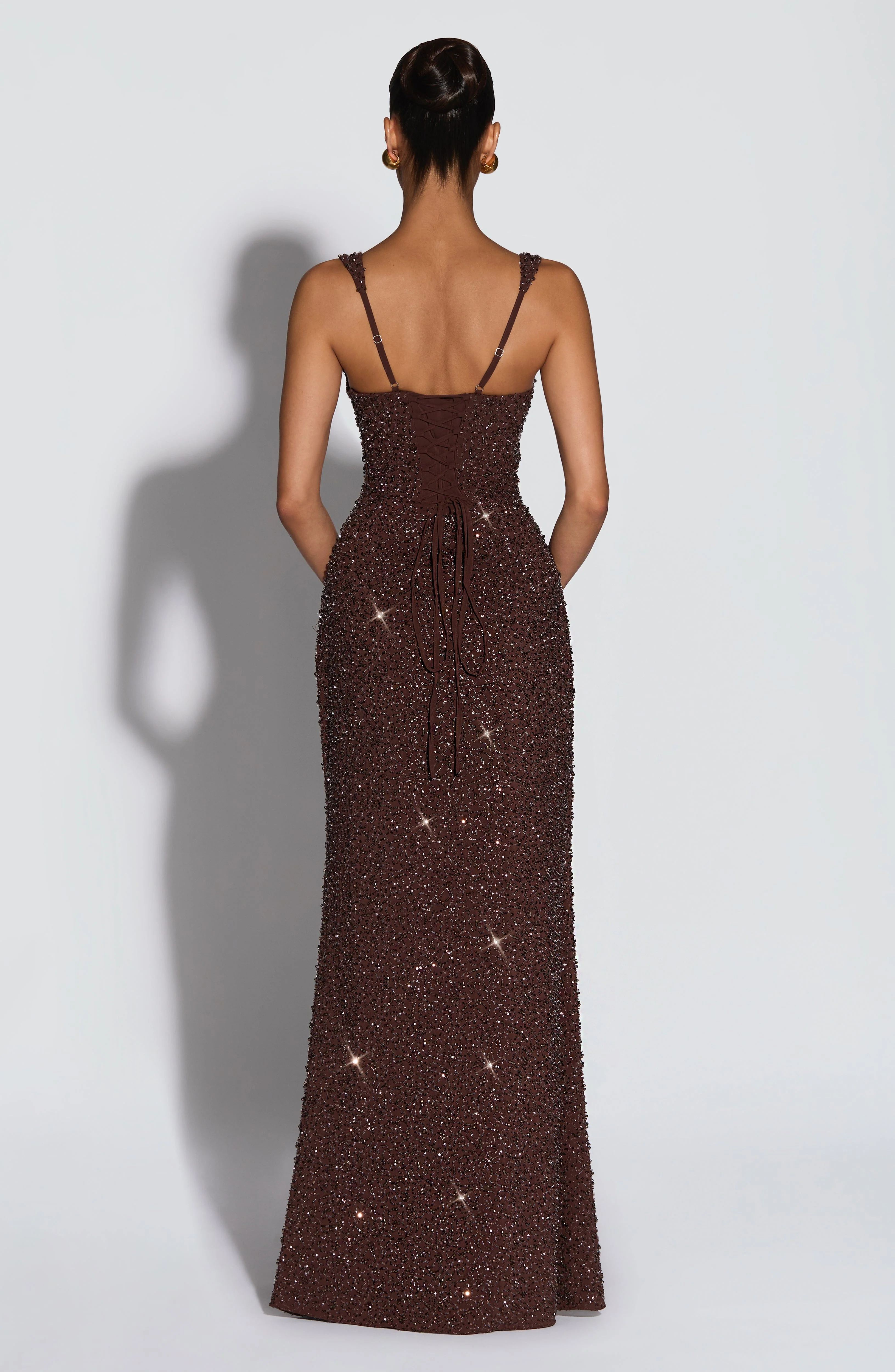 Calanthe Maxi Dress - Plum Brown Sparkle - luluinthesky