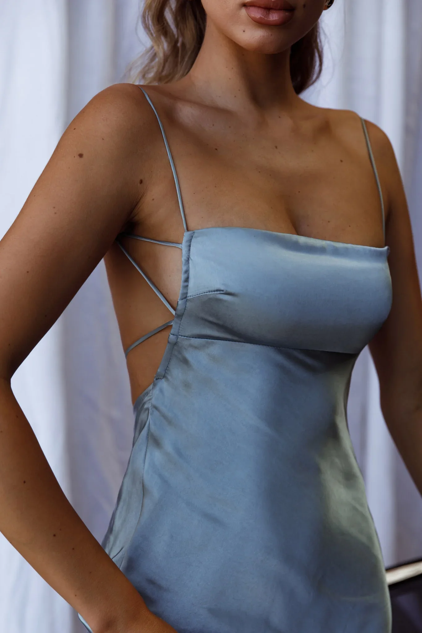 Dolce Life Low Back Midi Dress Blue