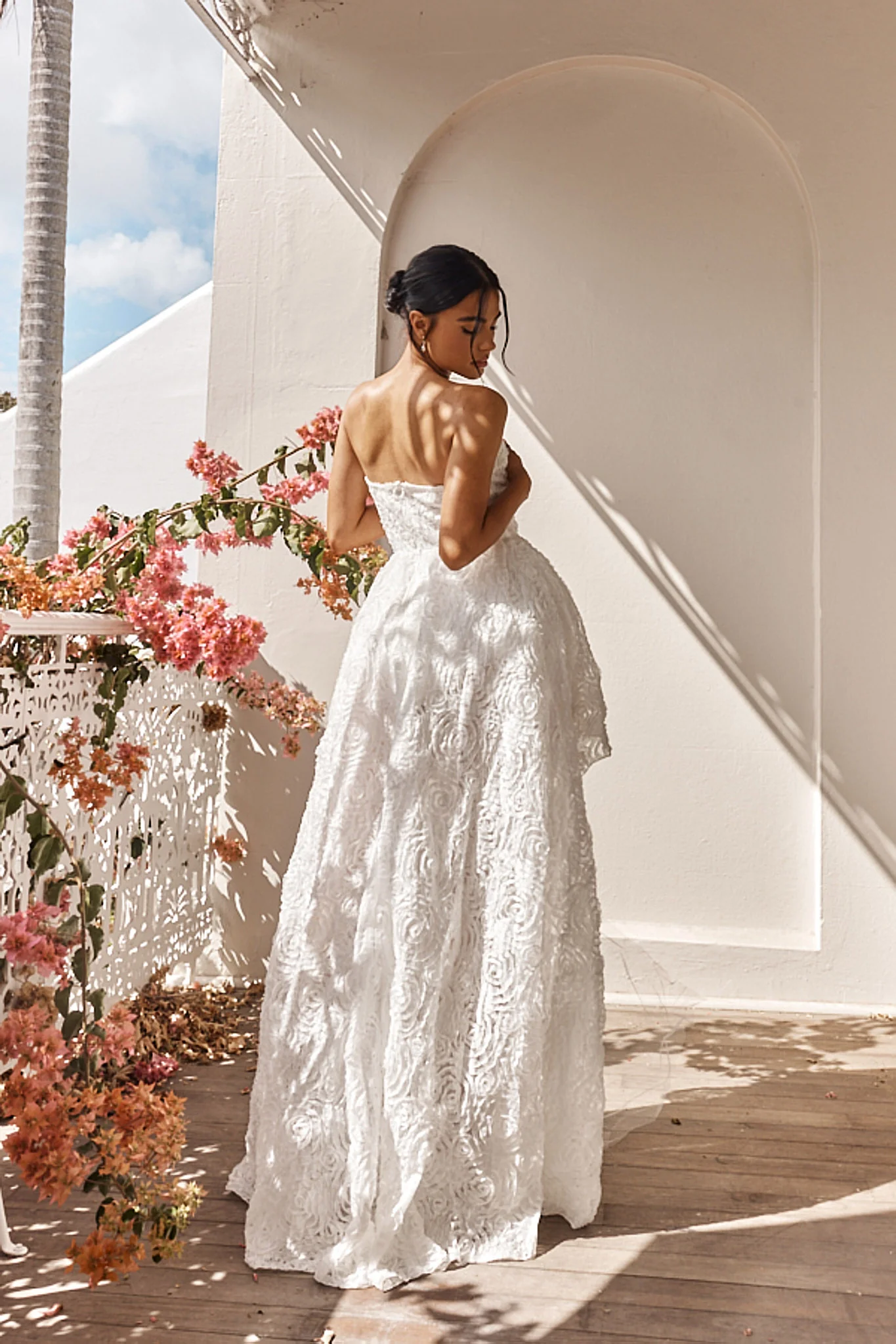 Jeannie High-Low Embellished Mini Dress White