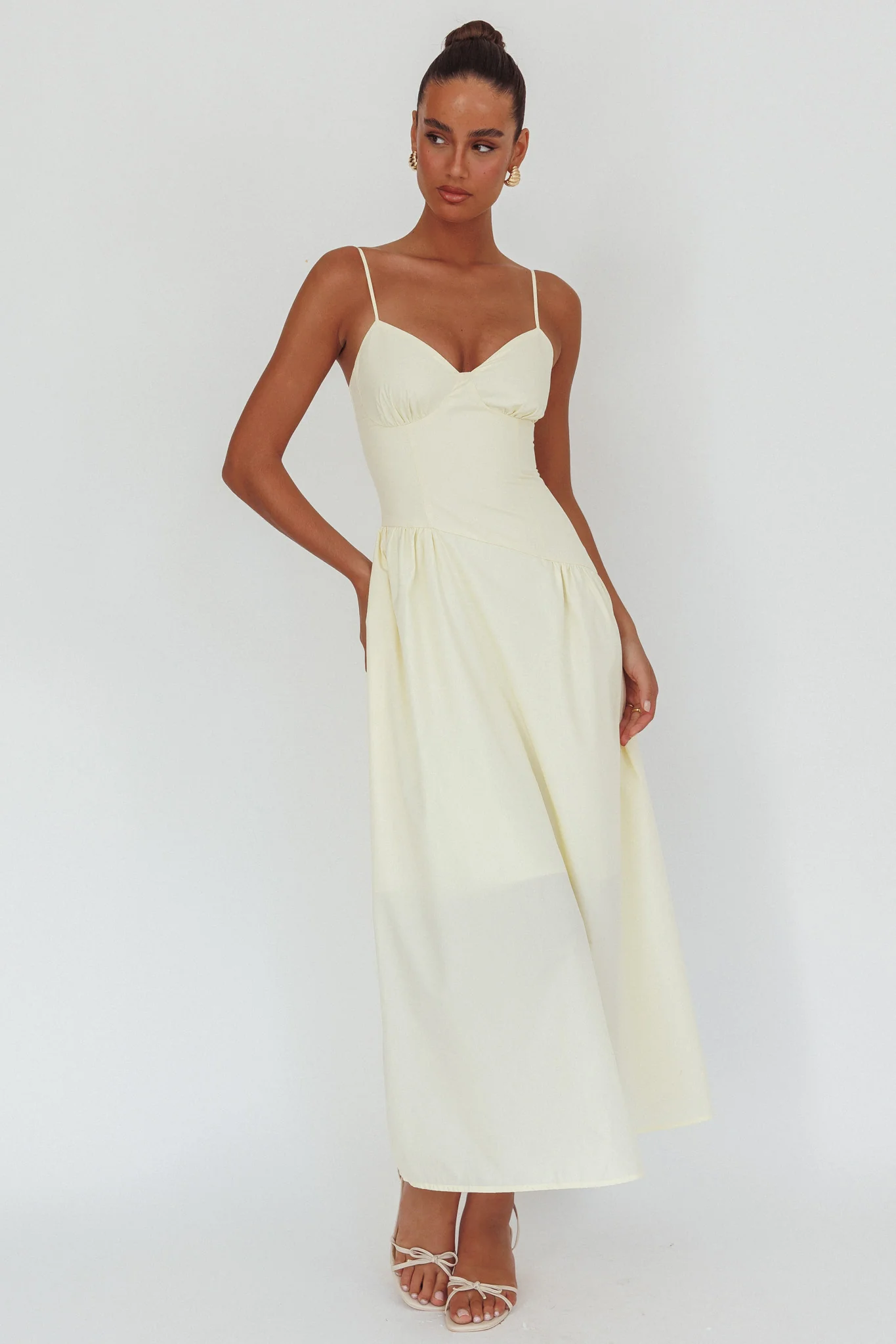 Honey Baby Diagonal Waist Maxi Dress Butter