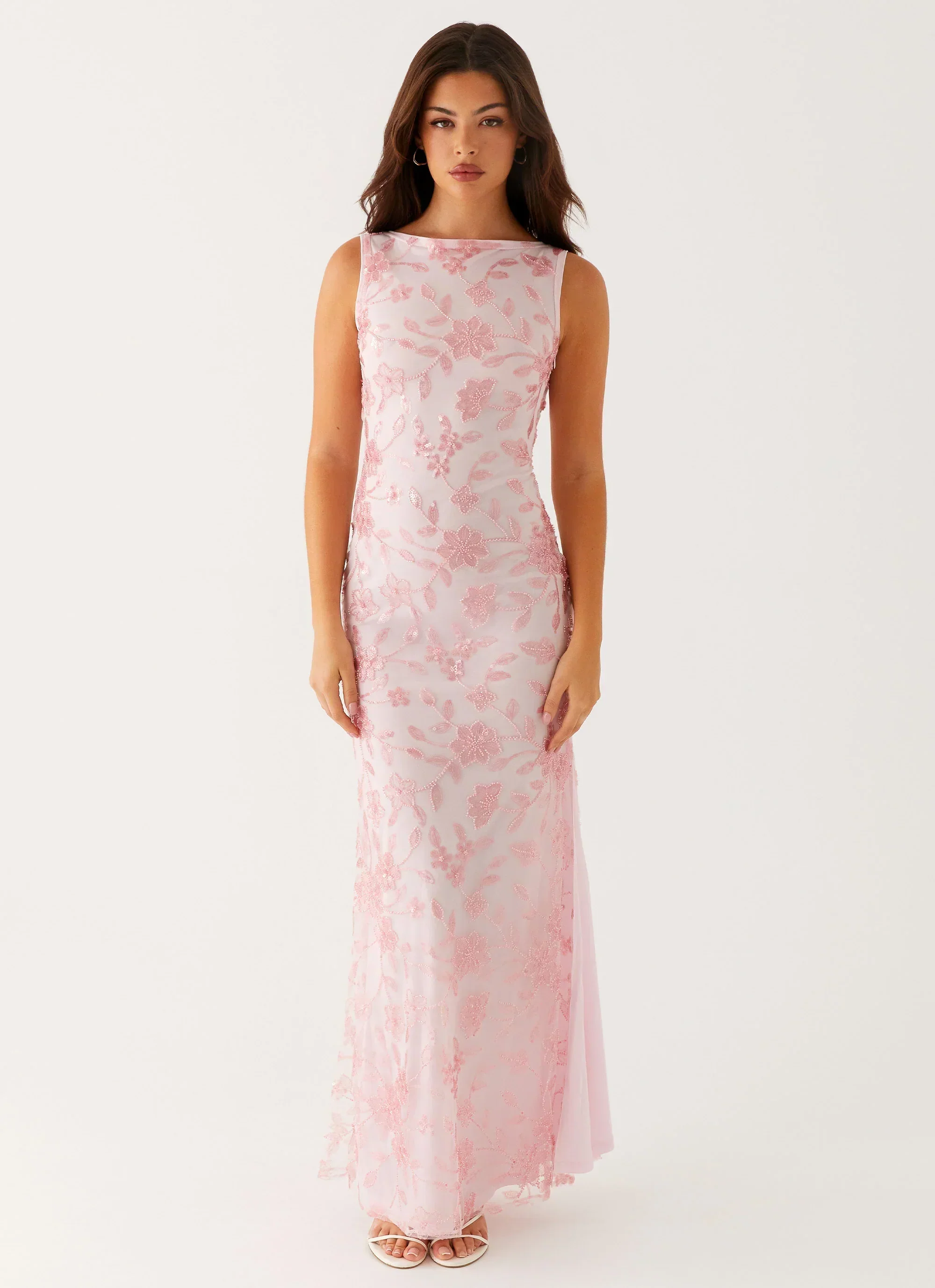 Moorey High Neck Maxi Dress - Pink - luluinthesky