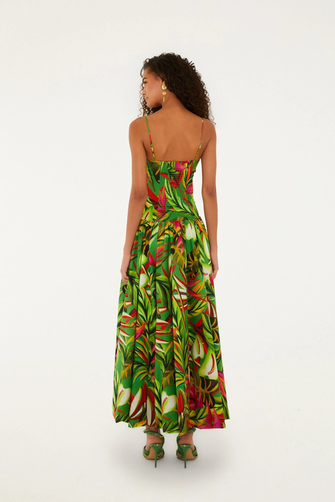 Green Tropical Dream Draped  Maxi Dress