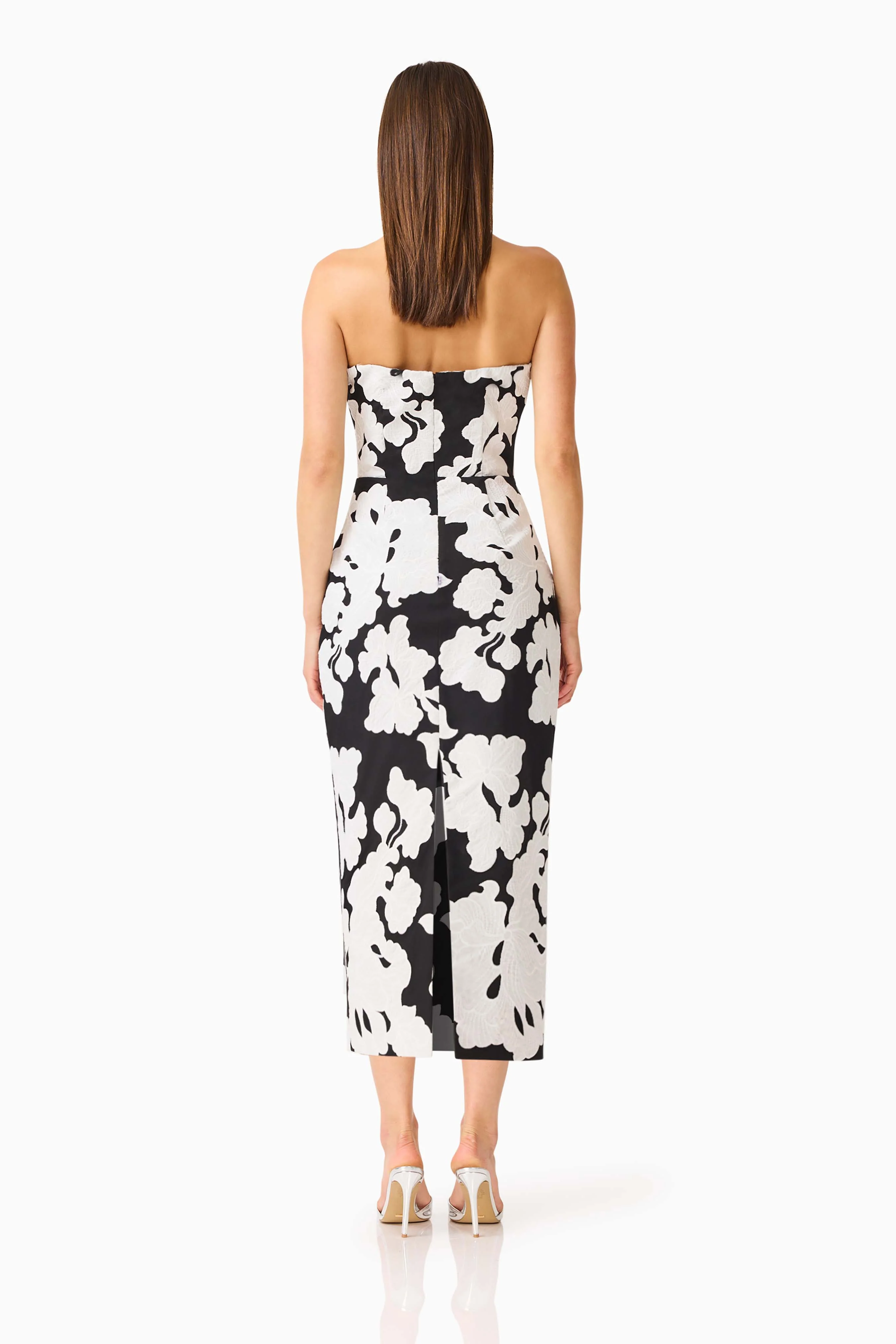 Bloomnoir Column Midi Dress in Black & White