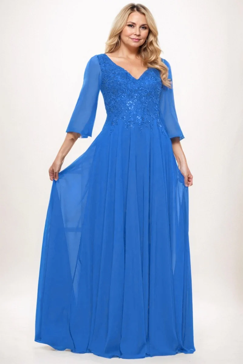 A-Line Maxi Chiffon Mother Dress CM0254