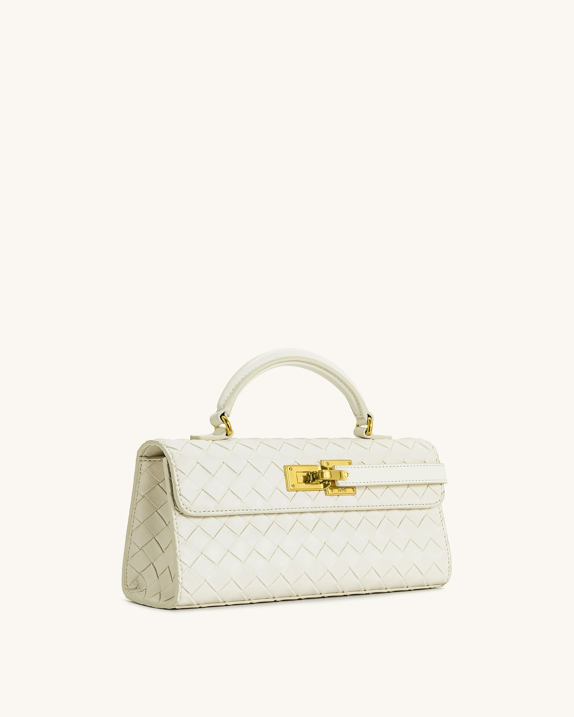 Keyla Weave Texture Top Handle Bag - White
