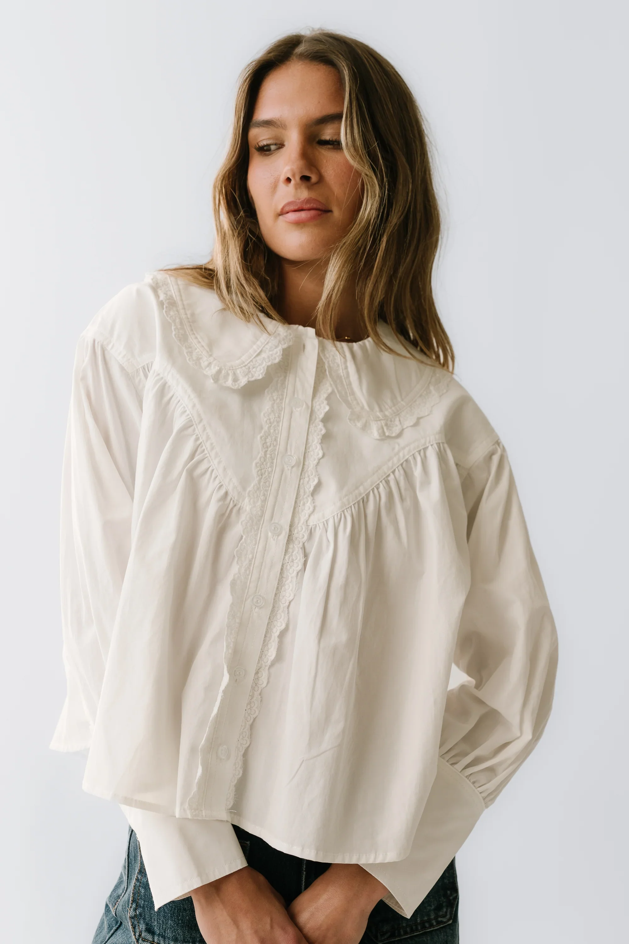 Amelia Collared Blouse in White