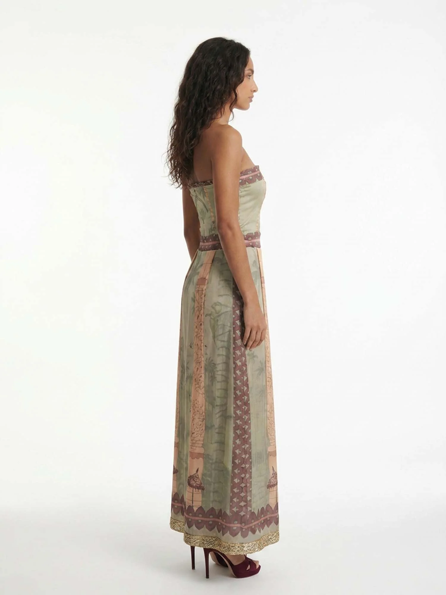 Palm Oasis Strapless Maxi Dress