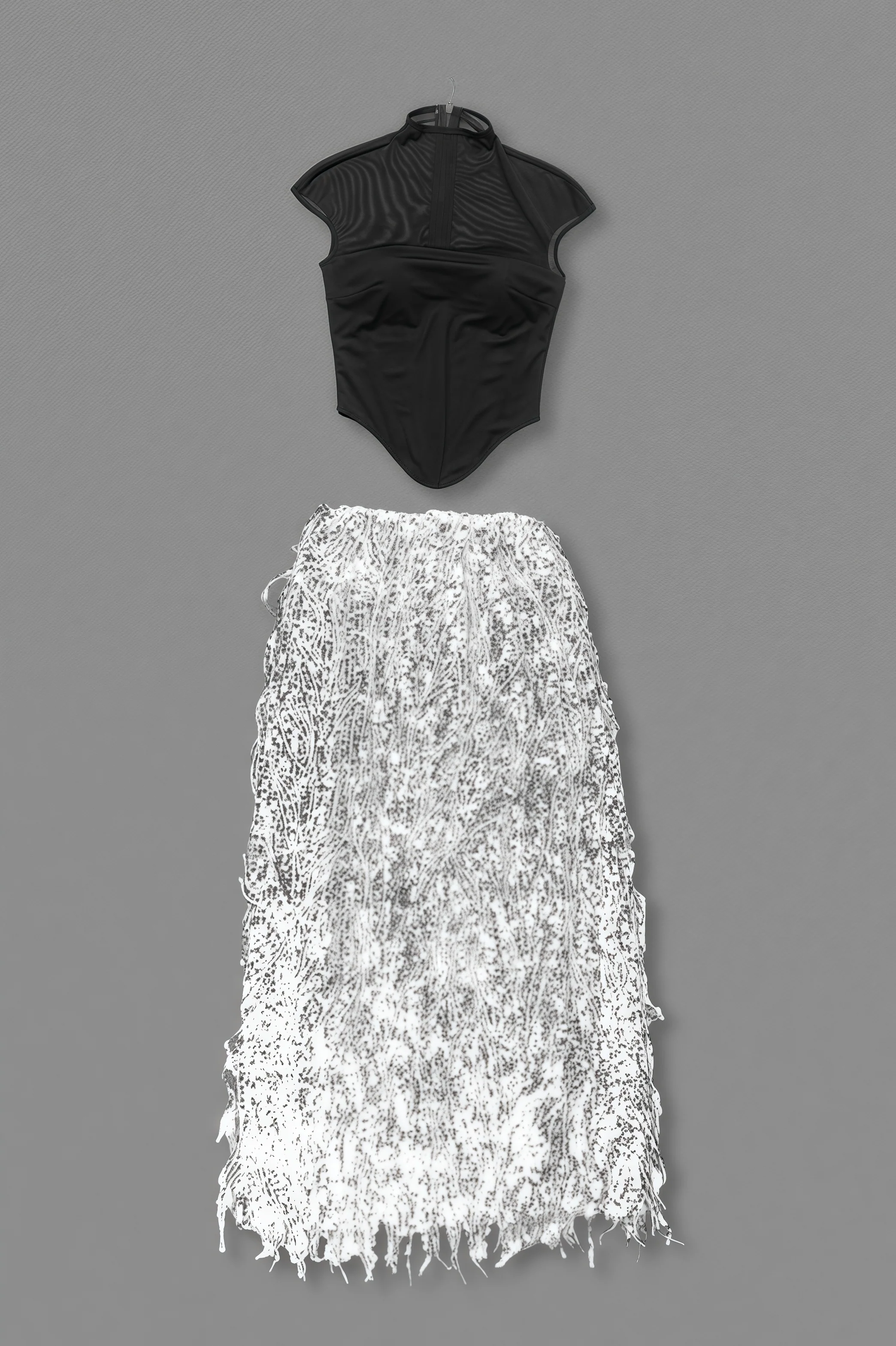 Xenia Fringe Beaded Maxi Dress Two Piece Set