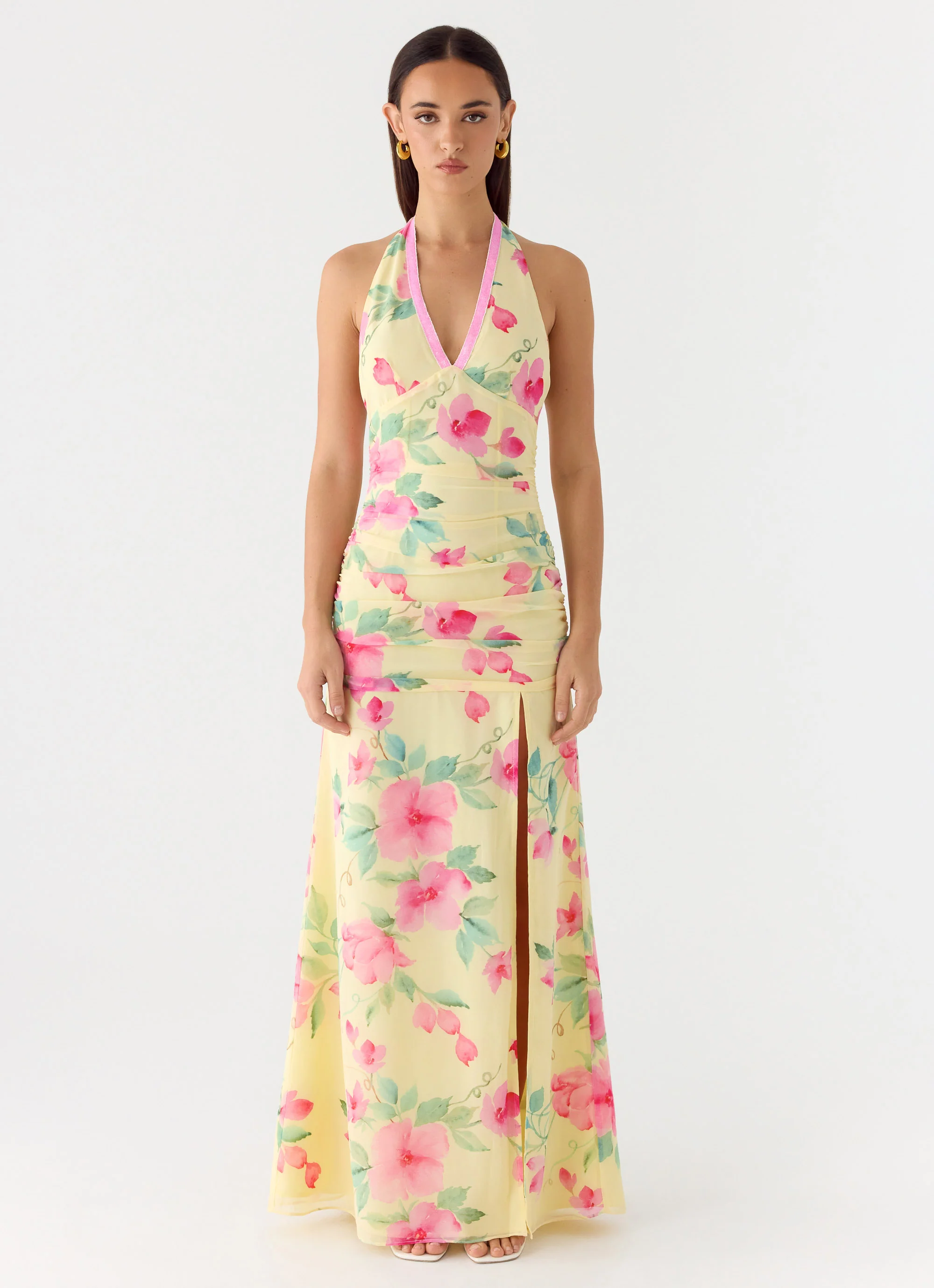 Colada Halter Maxi Dress - Lemon Soleil