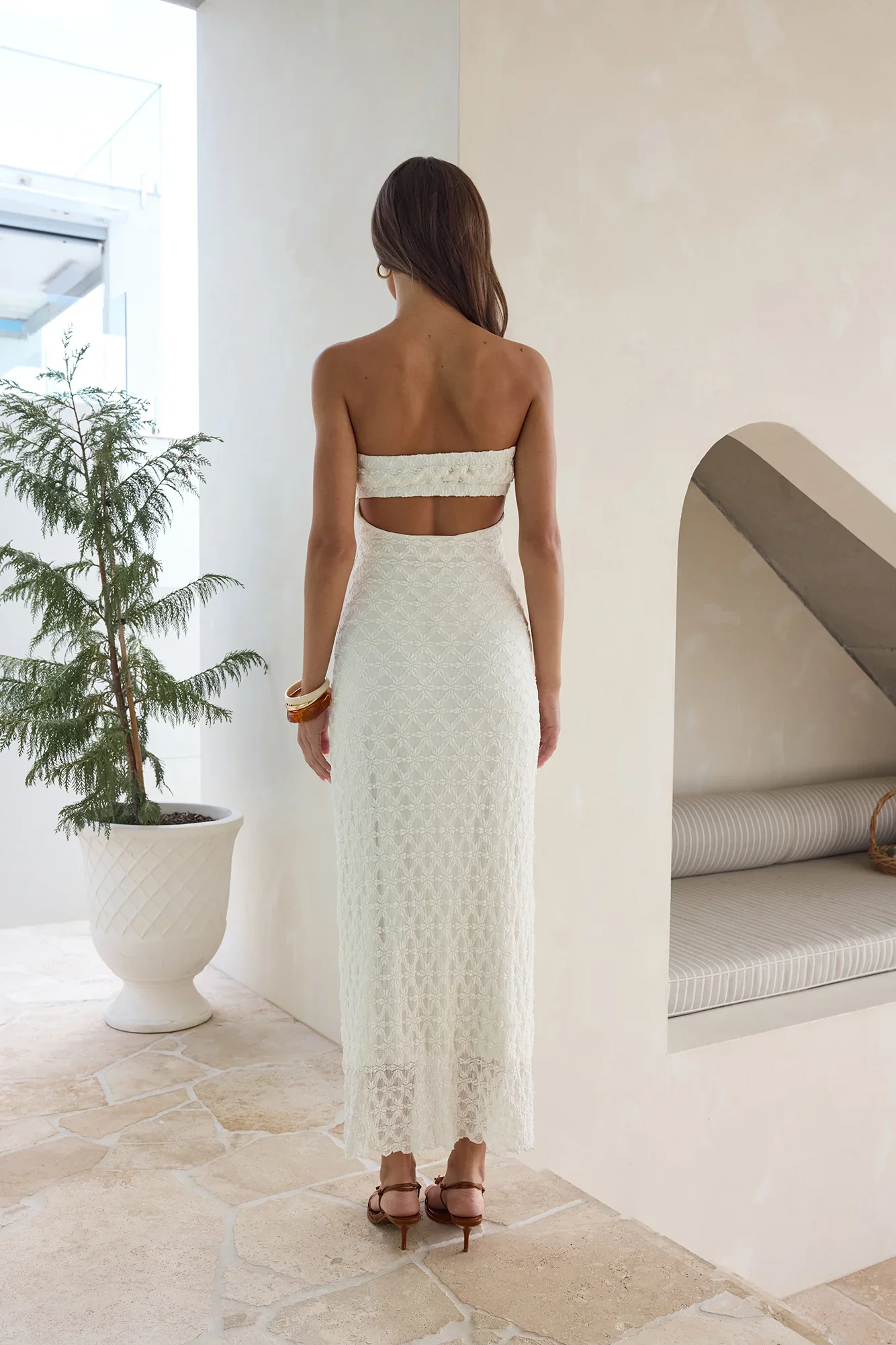 Goddess Blessings Strapless Maxi Dress Cream