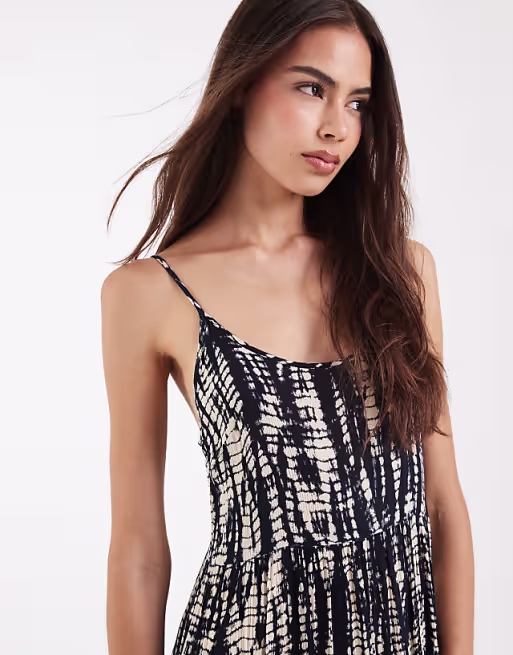 ONLY Tall maxi dress in abstract navy print