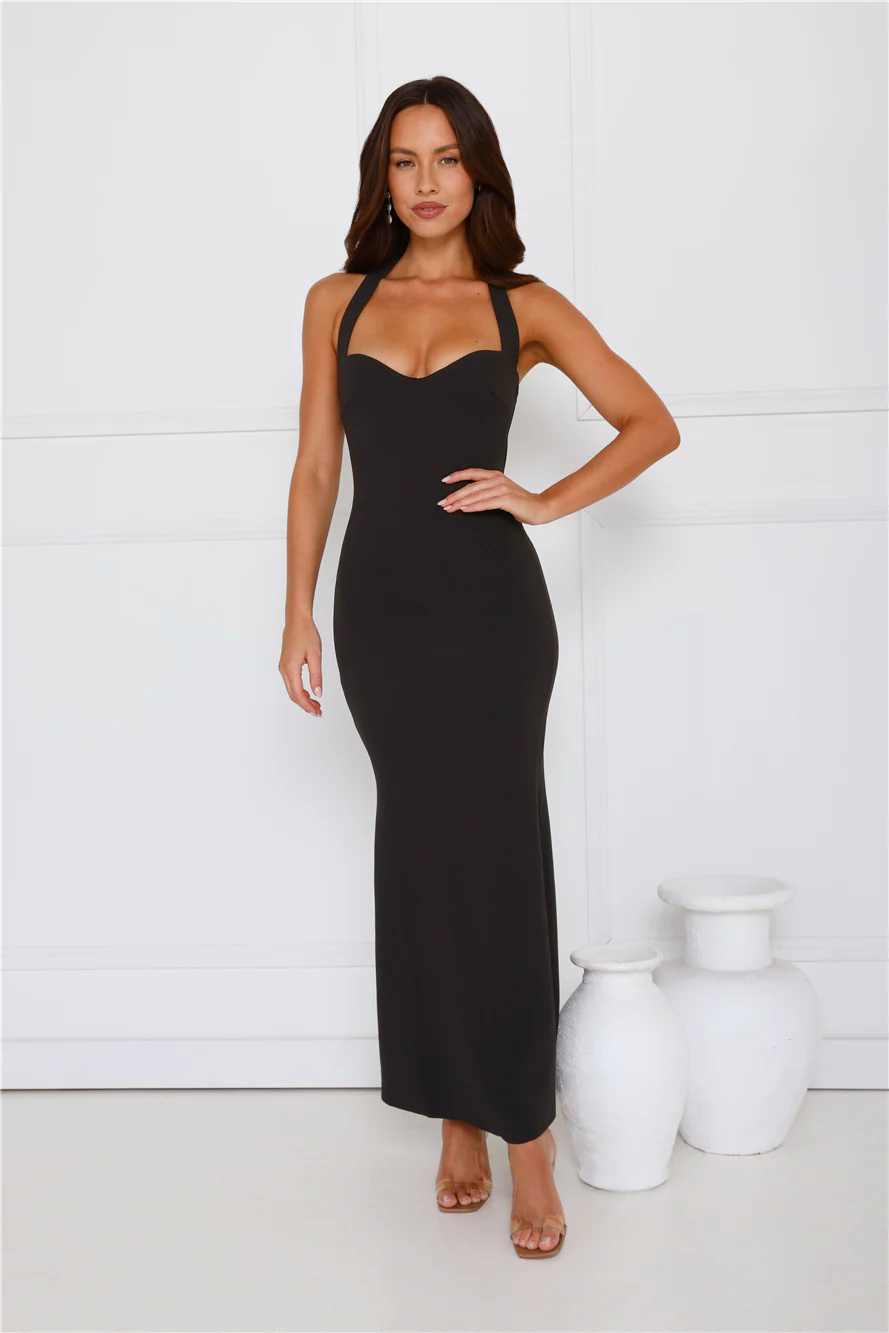 Flickers Of Fantasy Halter Maxi Dress Black