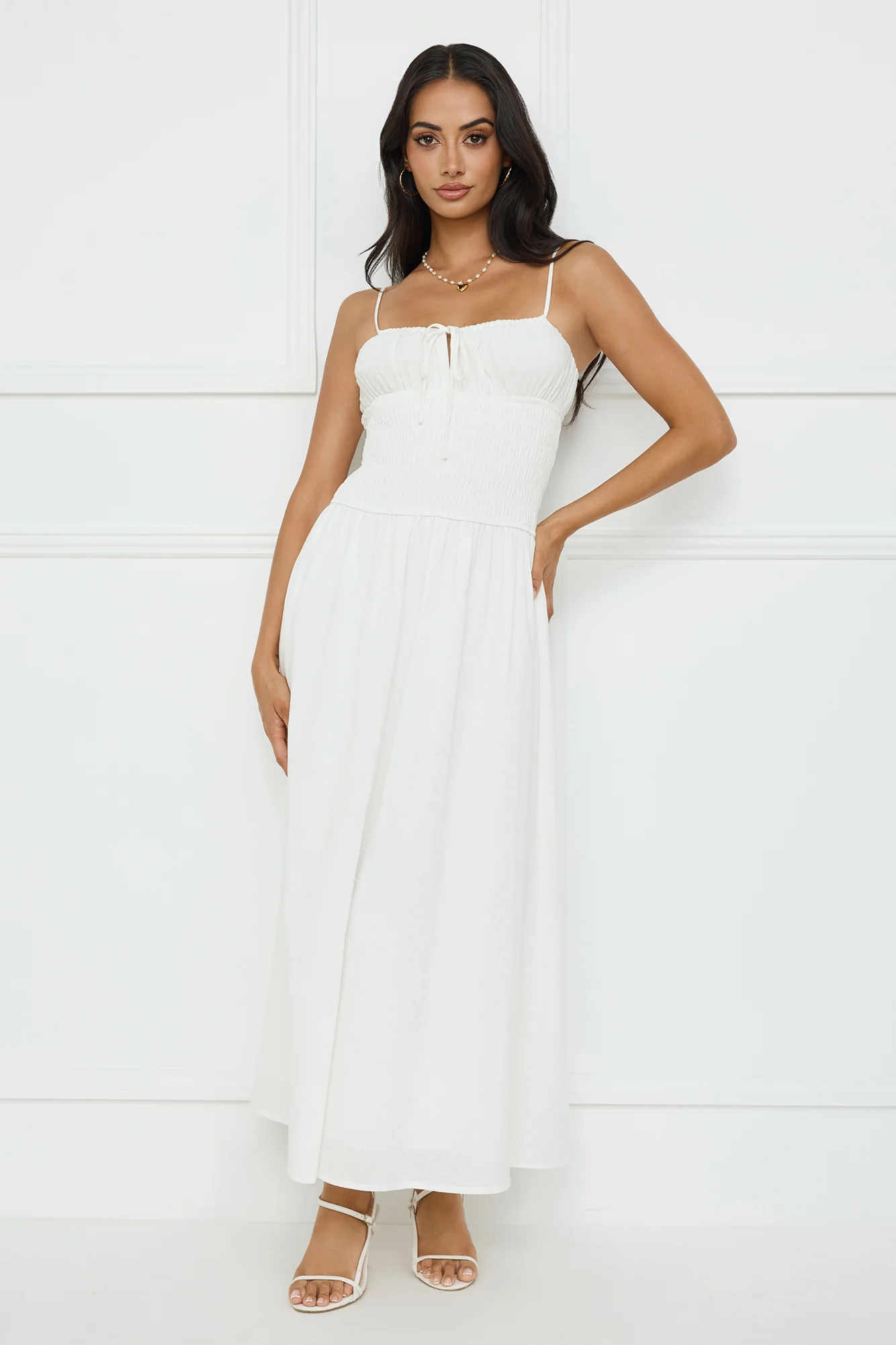 Starfall Garden Linen Blend Maxi Dress White - luluinthesky