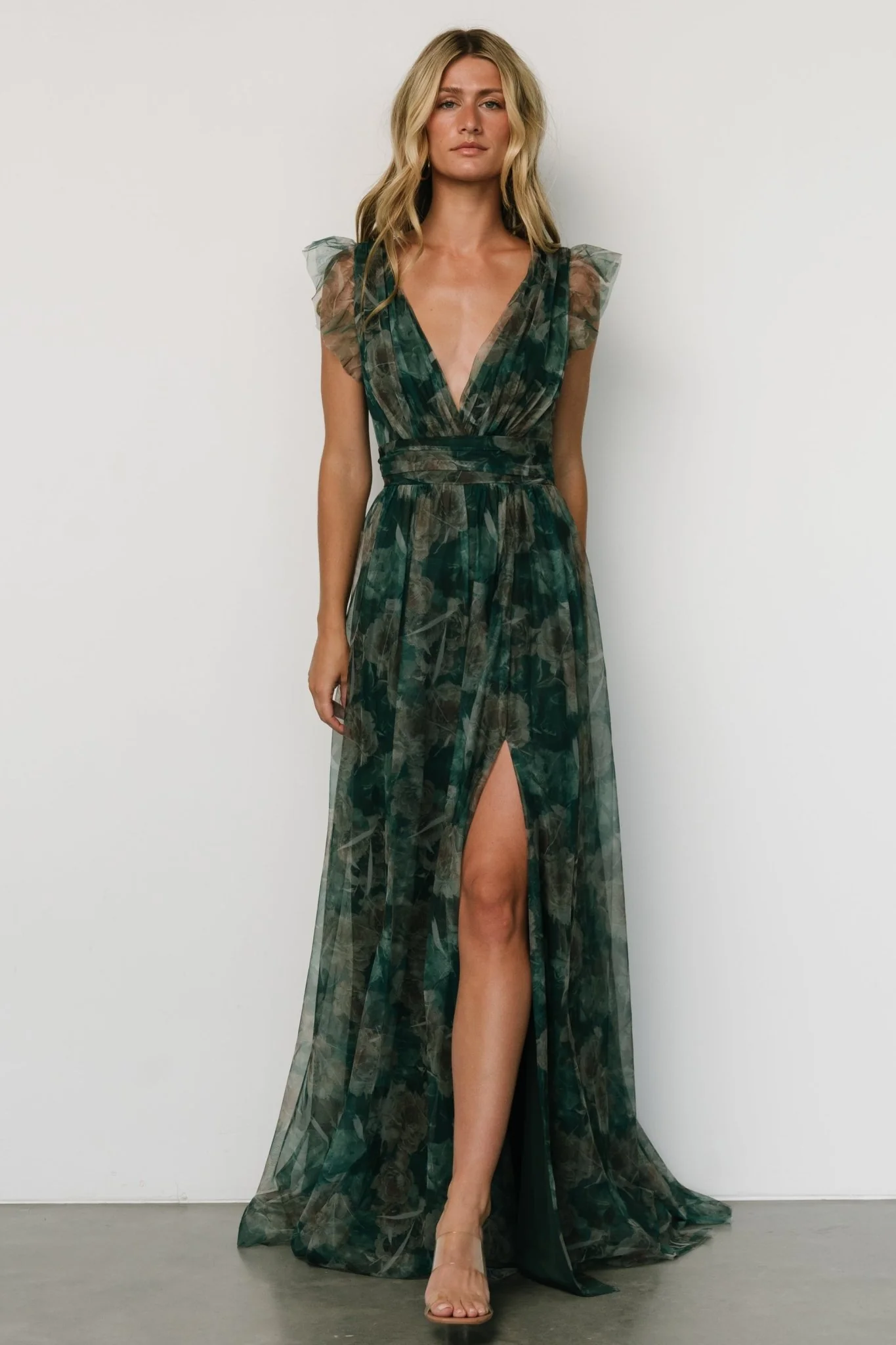 Carmine Maxi Dress | Green Floral