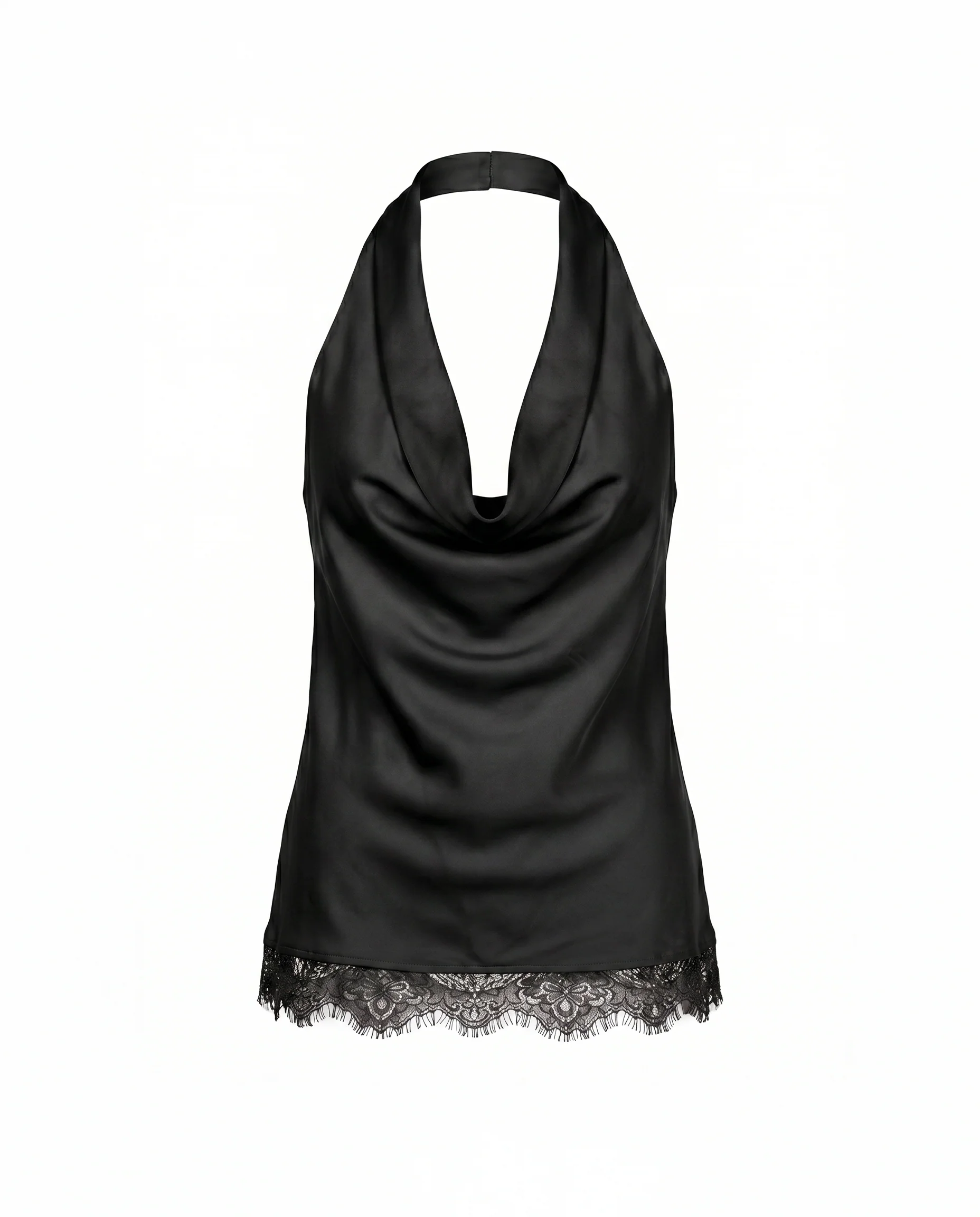 Satin Cowl Neck Halter Top