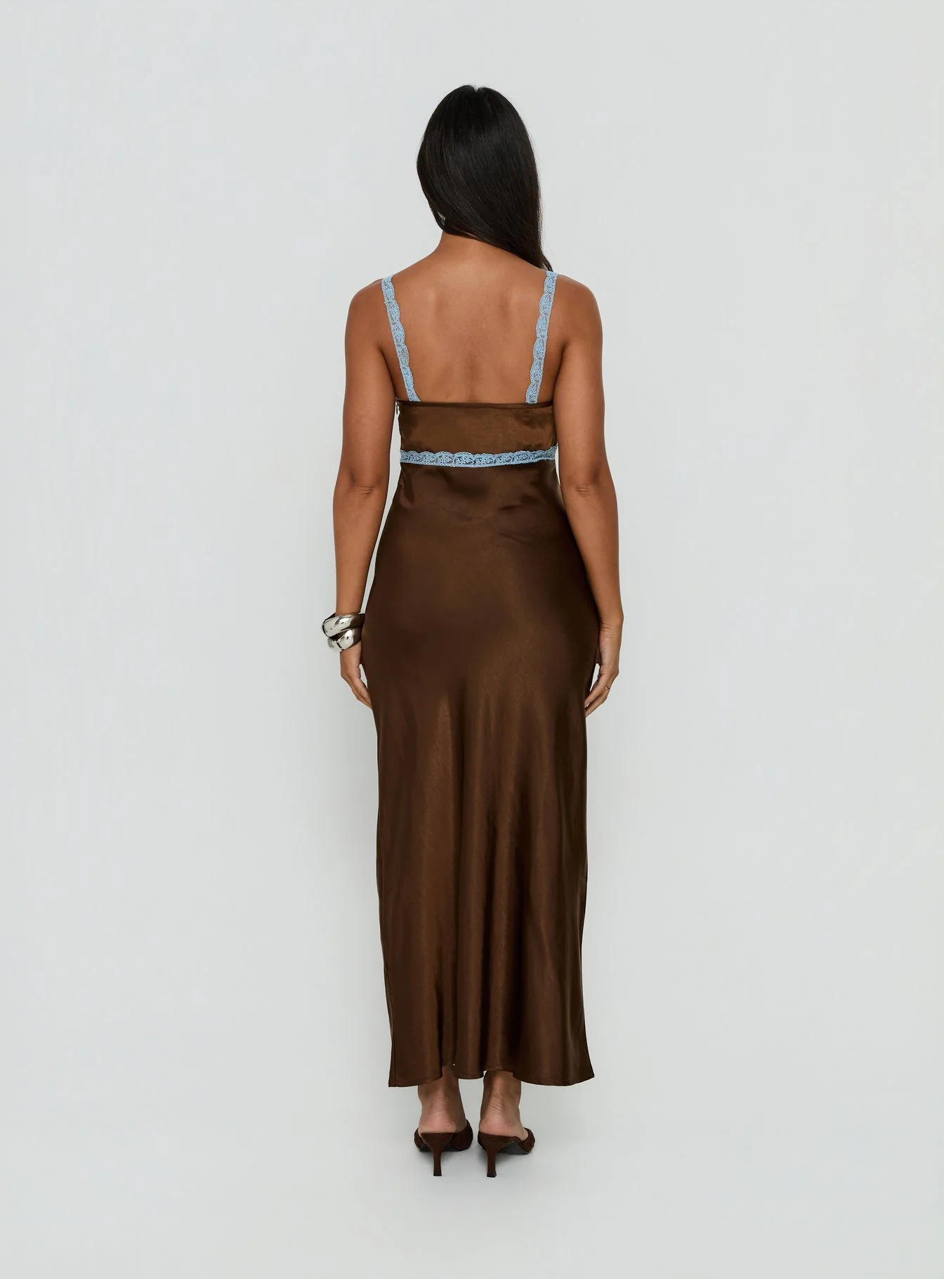 Carletta Lace Contrast Maxi Dress Brown / Blue