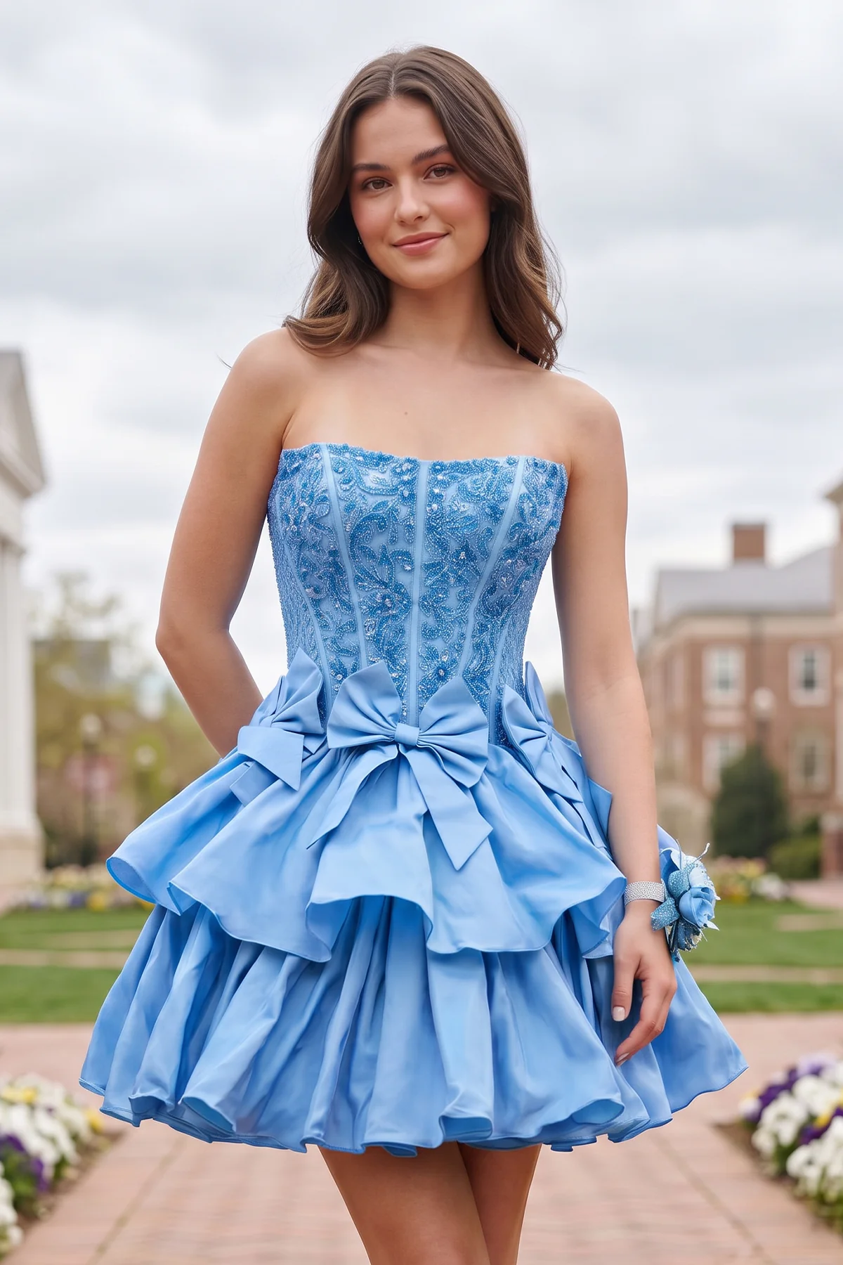 Lime Green - Strapless Sequins A-Line Homecoming Dress With Bow