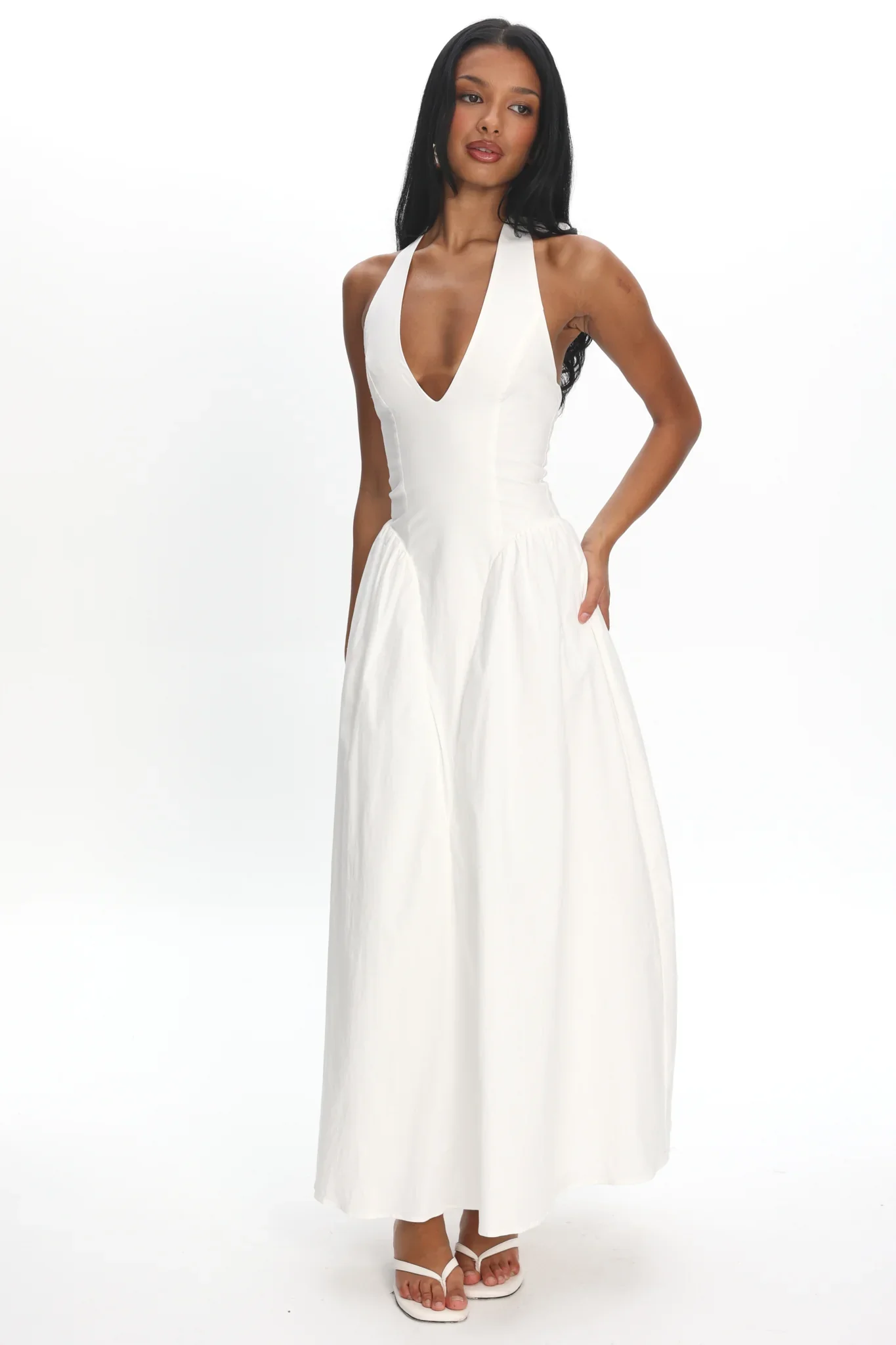El Corazon Halterneck Maxi Dress Cream
