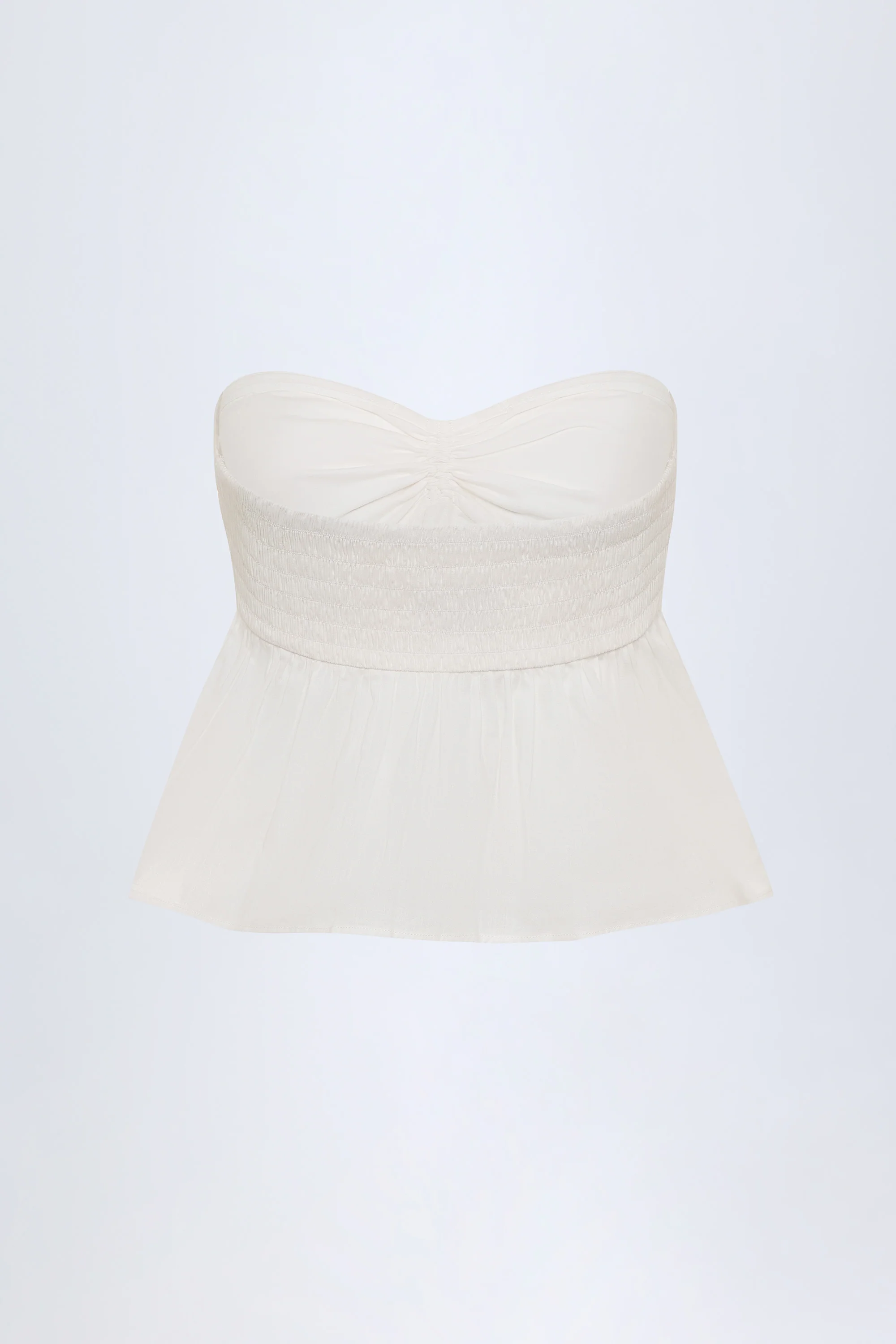 Tie-Front Strapless Cotton-Poplin Crop Top in White