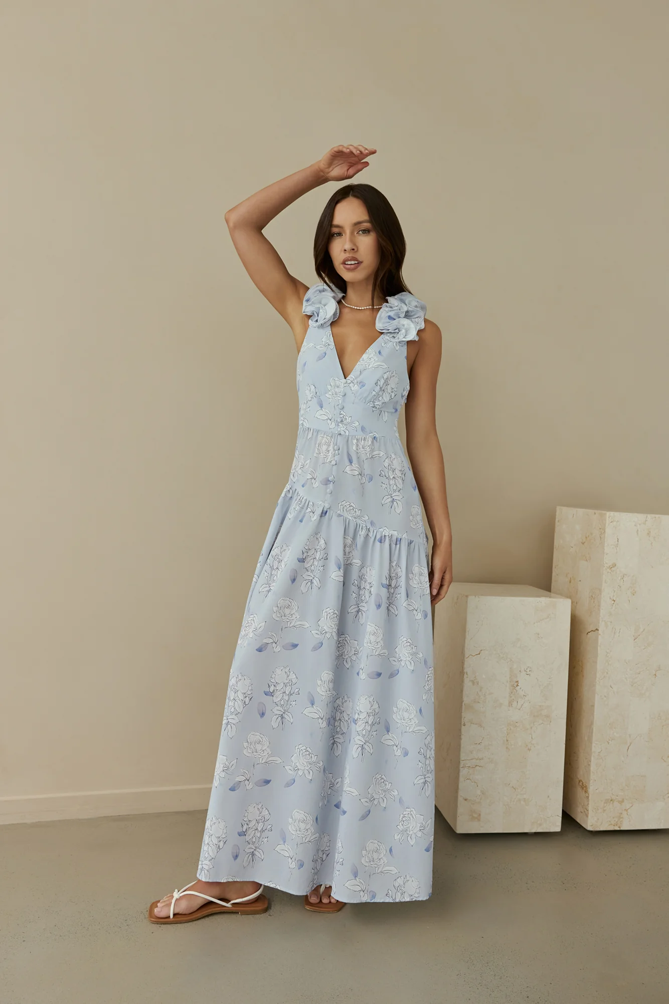 Pretty Smile Maxi Dress Blue - luluinthesky