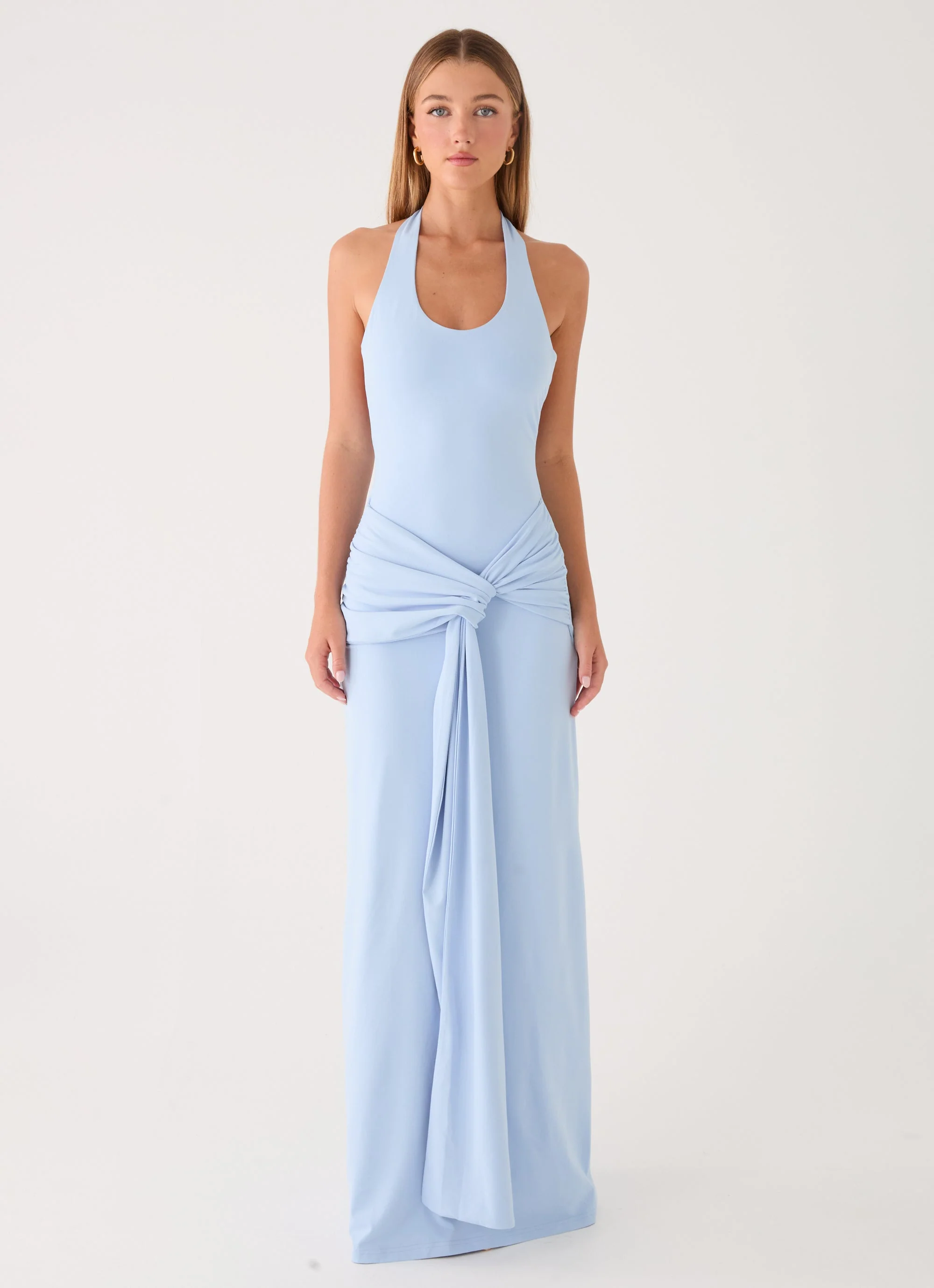 Cristal Halter Maxi Dress - Blue - luluinthesky