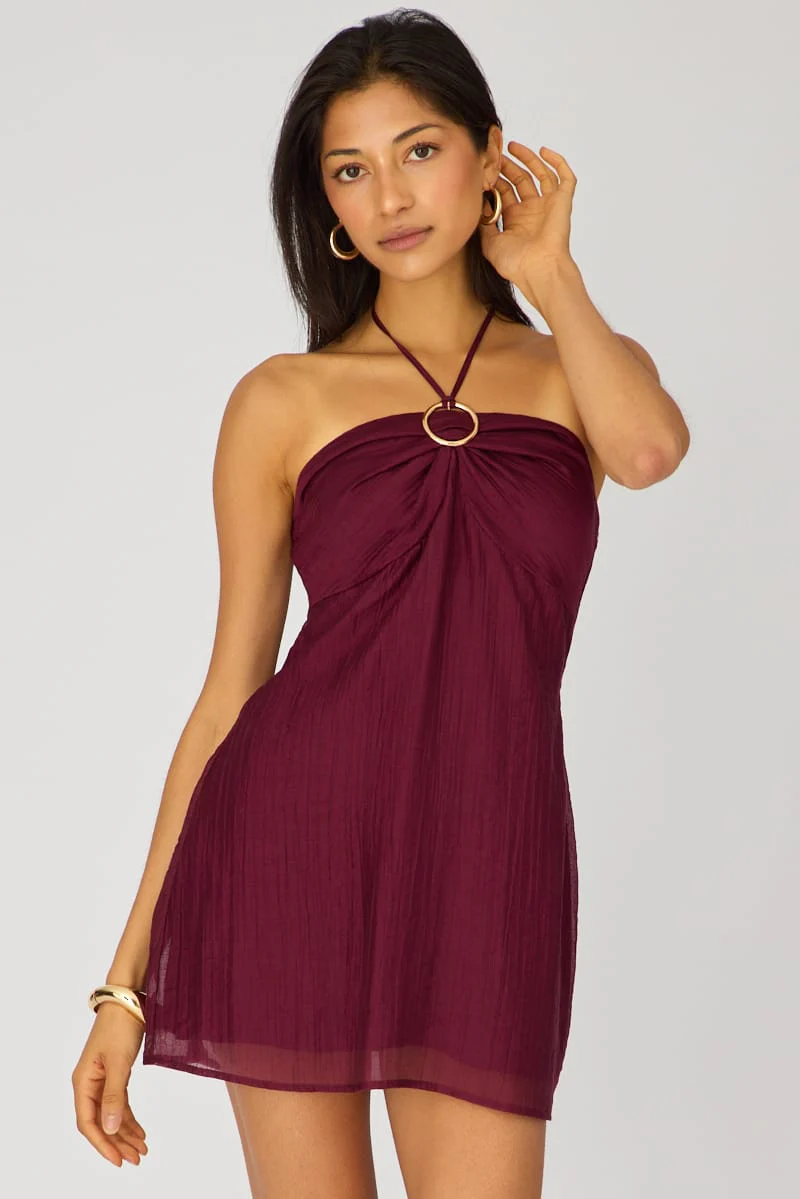 Purple Halter Mini Dress
