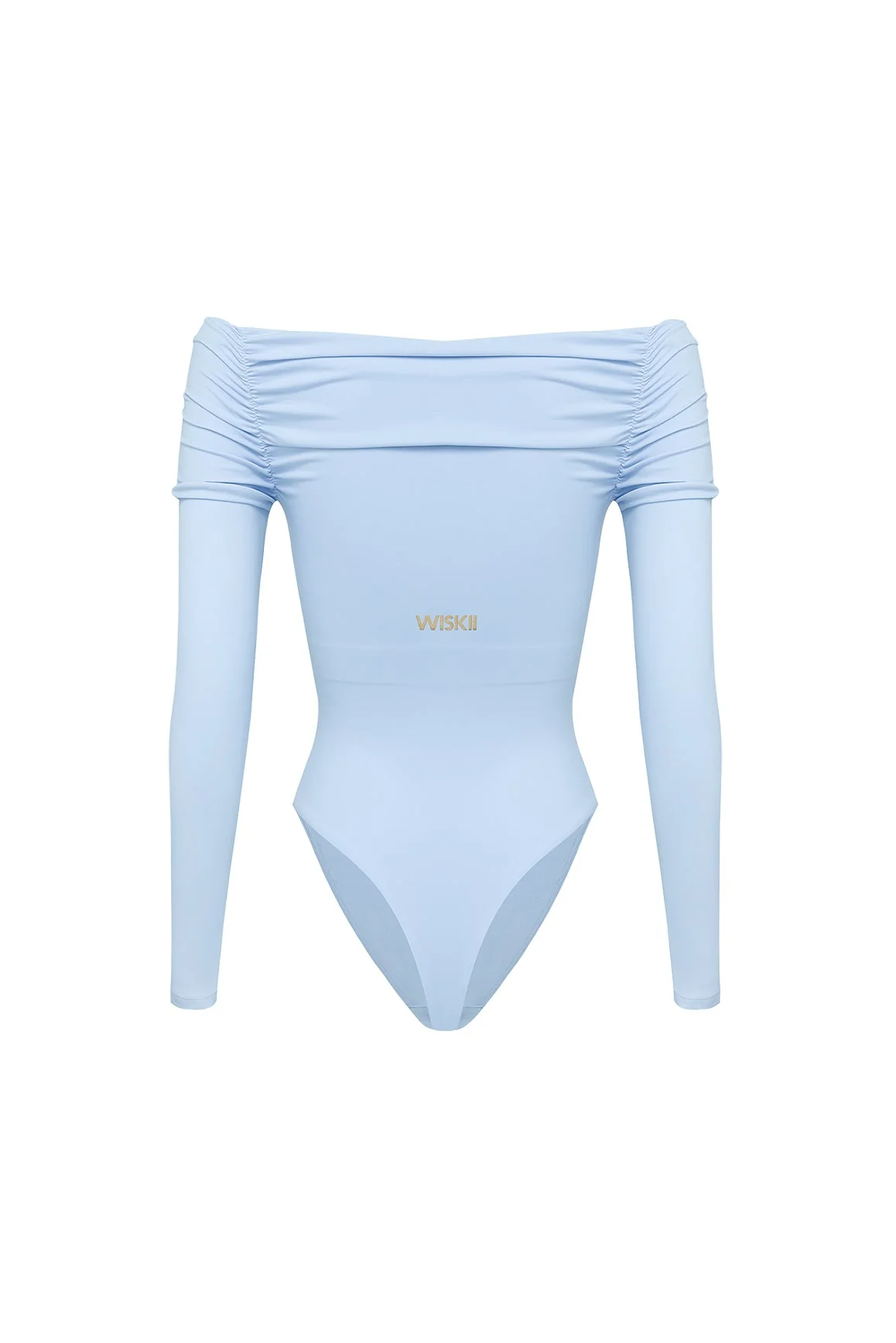 Long Sleeve Off Shoulder Pleated Bodysuit