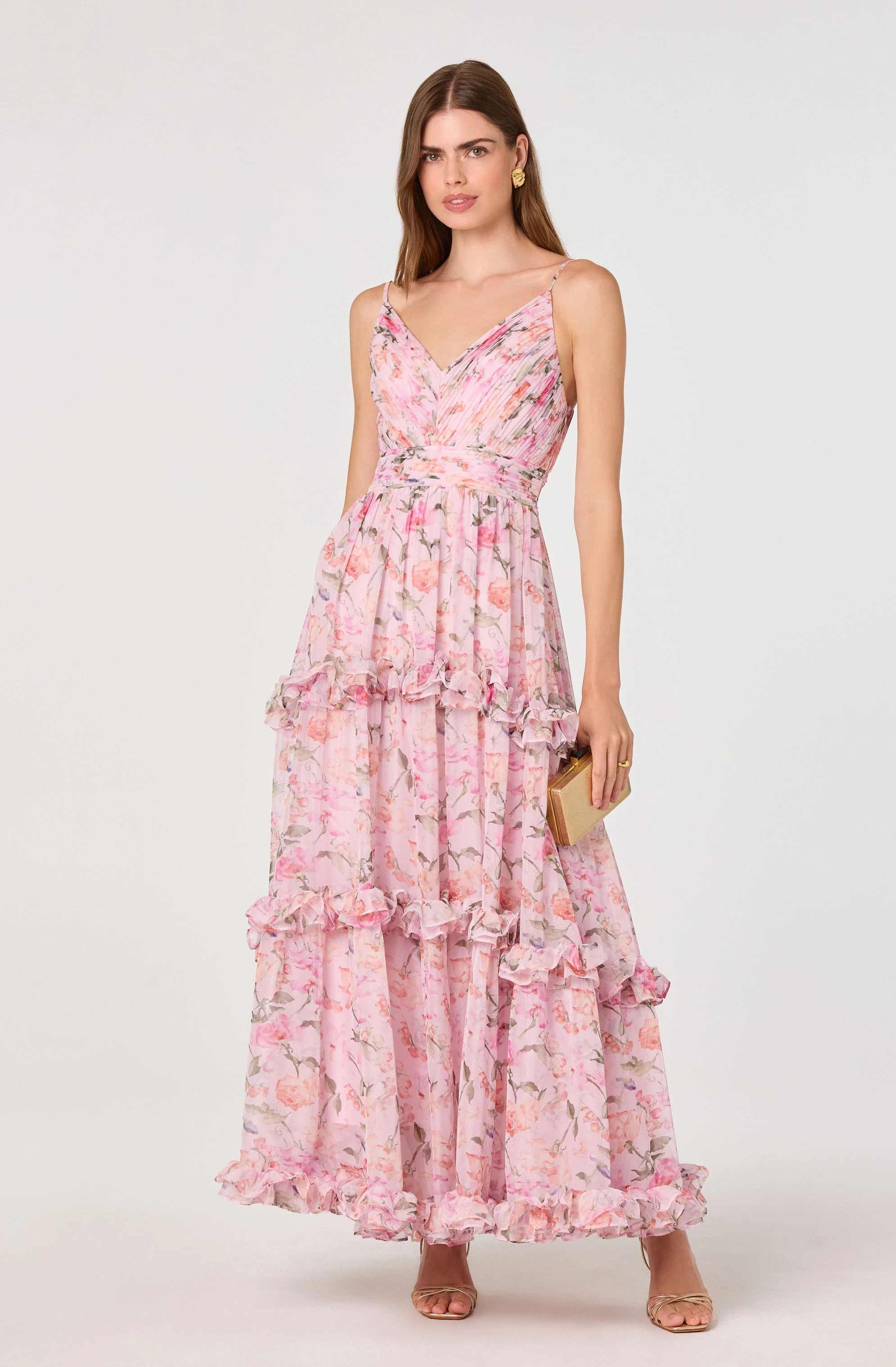 Ayanna Floral Pleated Tiered Maxi Dress