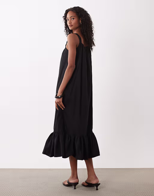Motel Veraux poplin maxi dress in black