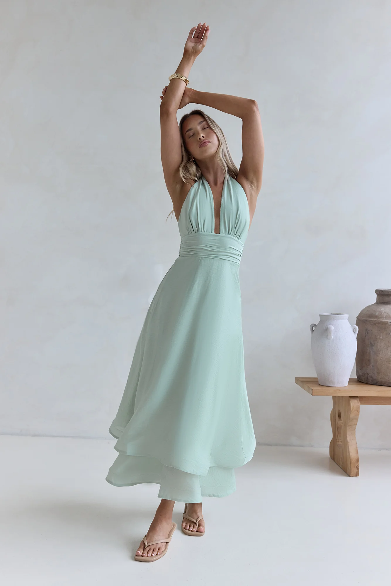 City Lights Calling Maxi Dress Green