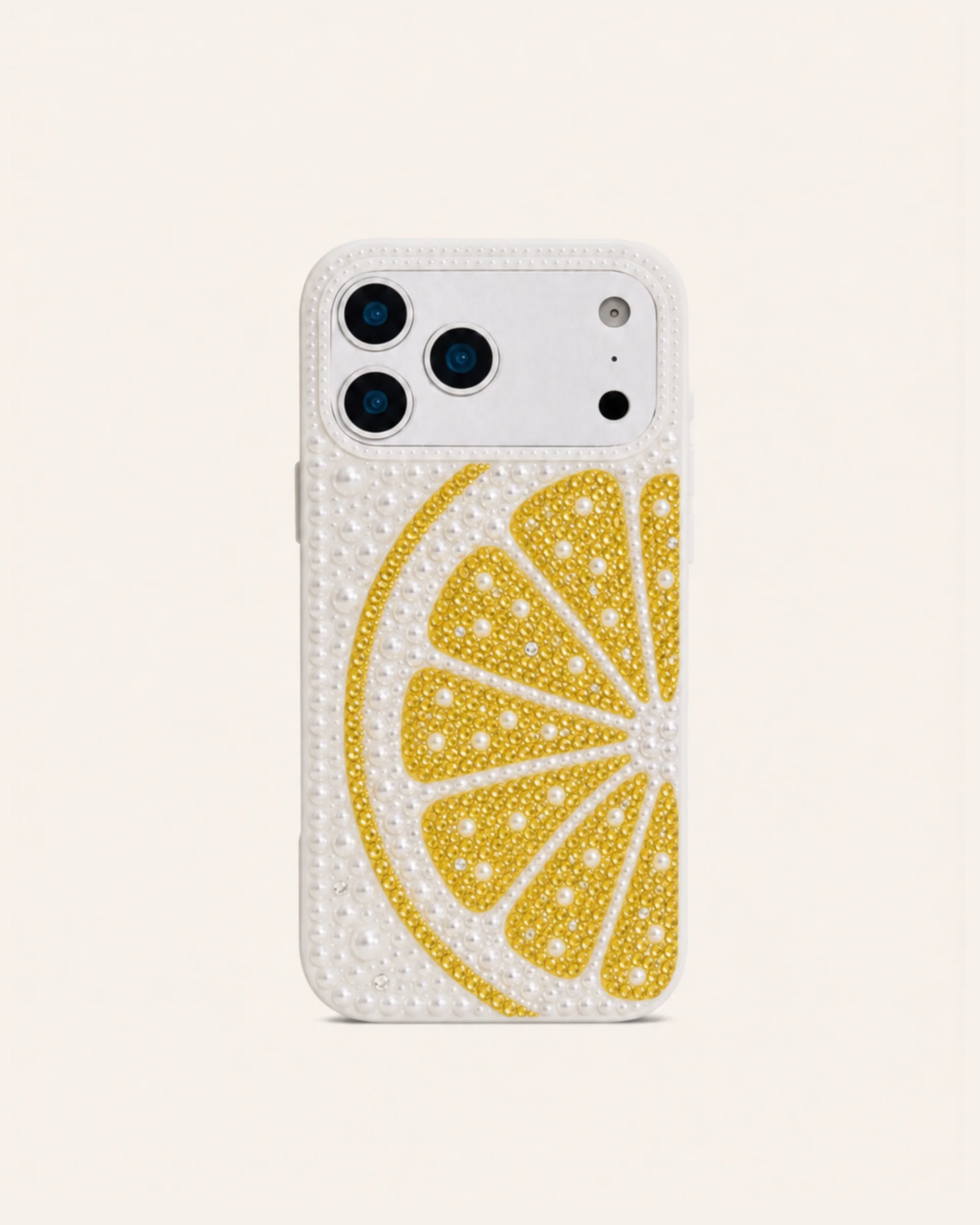 Lemon Slice Faux Pearl Phone Case - White